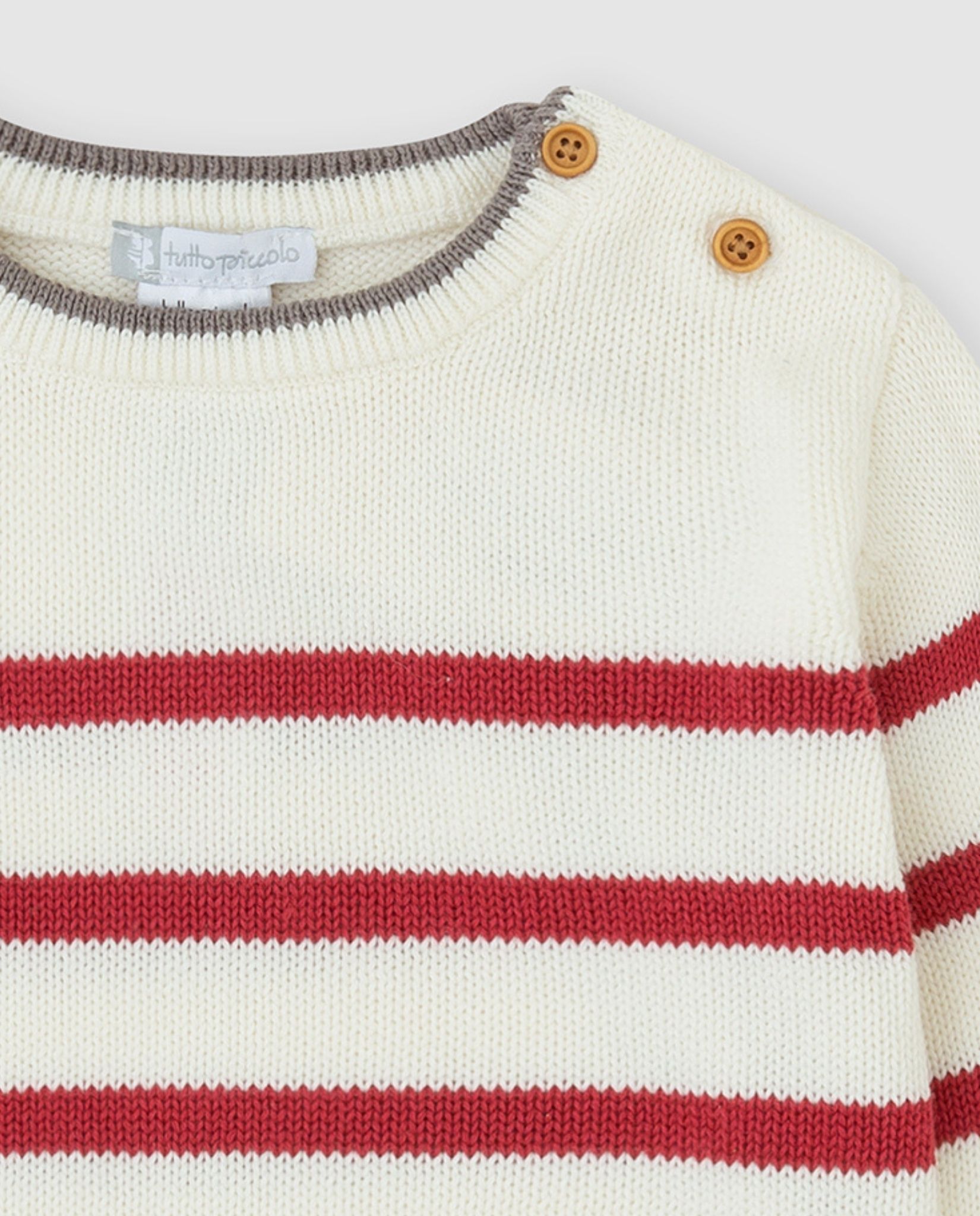 Jersey de bebé niño tricot a rayas - Tutto Piccolo - Rojo Rojo-2