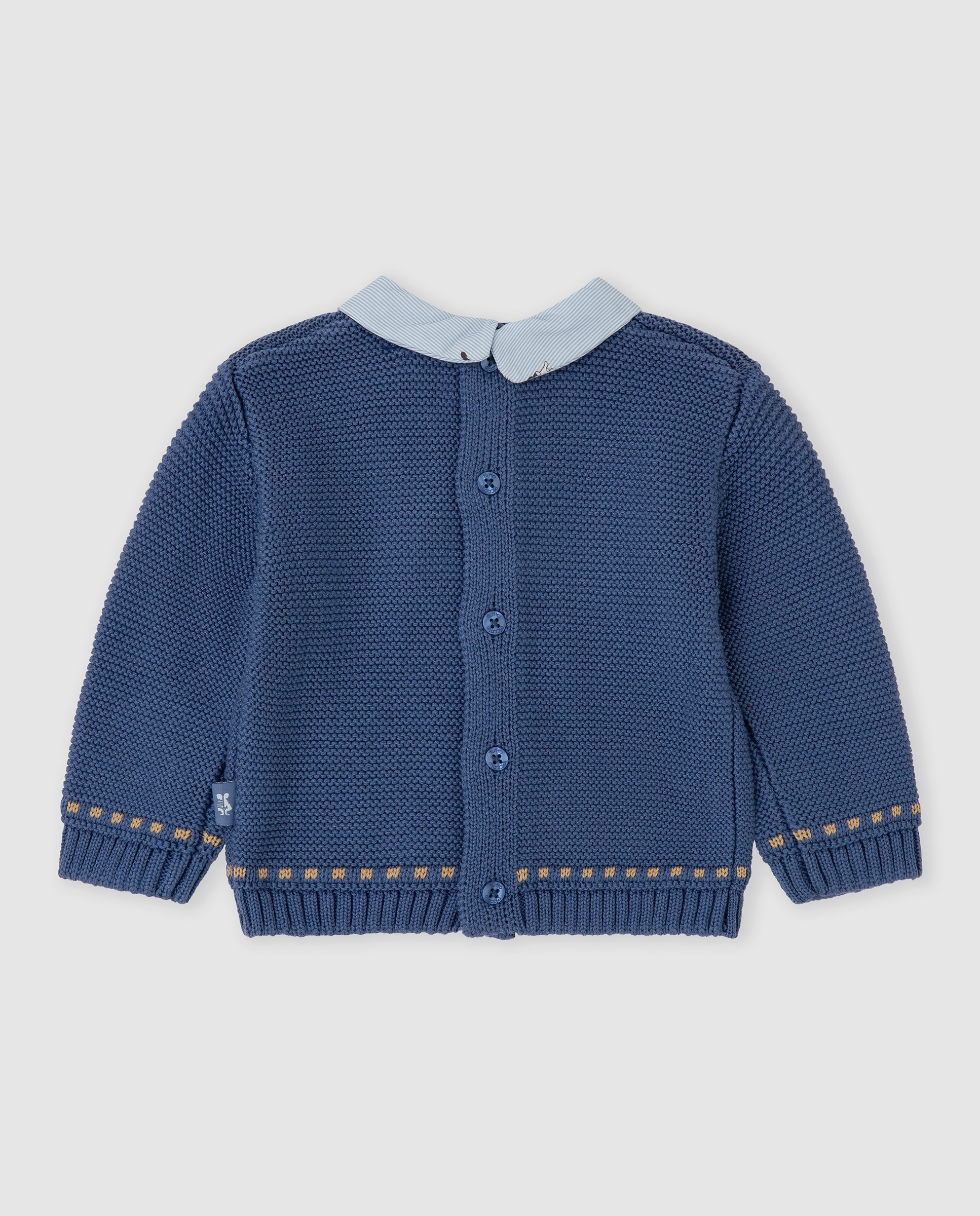 Jersey de bebé niño tricot con perro - Tutto Piccolo - Azul marino Azul marino-3