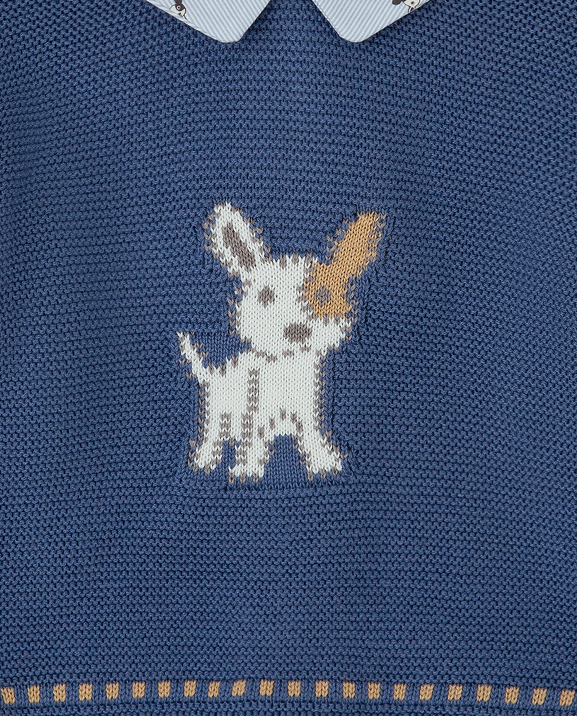 Jersey de bebé niño tricot con perro - Tutto Piccolo - Azul marino Azul marino-2