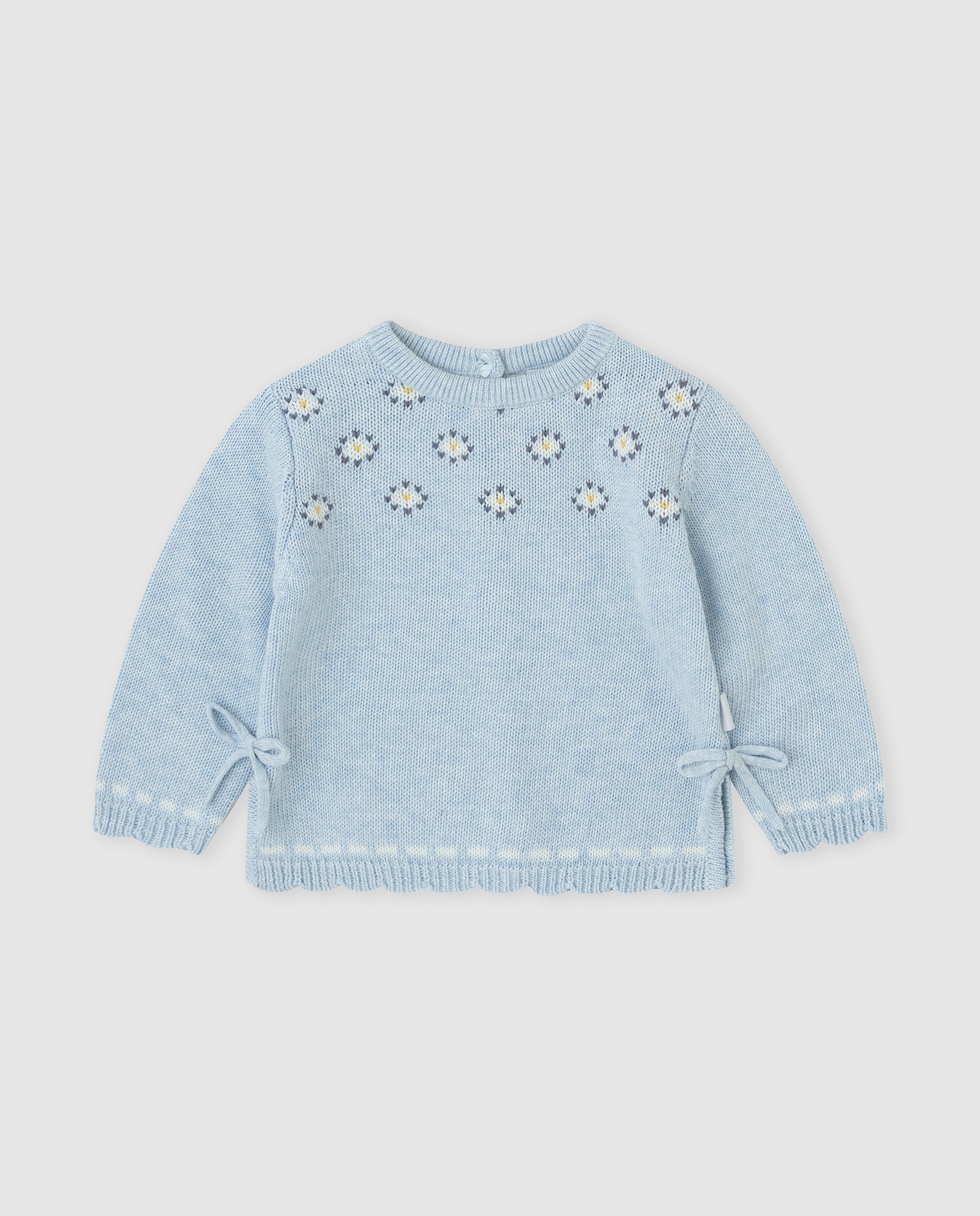 Imagen 0 de Jersey de niña tricot con cenefa y lazos Azul claro