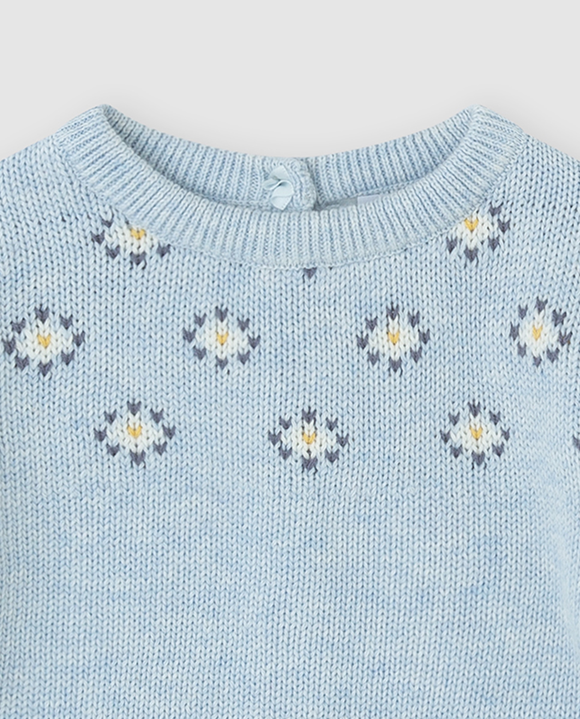 Jersey de niña tricot con cenefa y lazos - Tutto Piccolo - Azul claro Azul claro-3