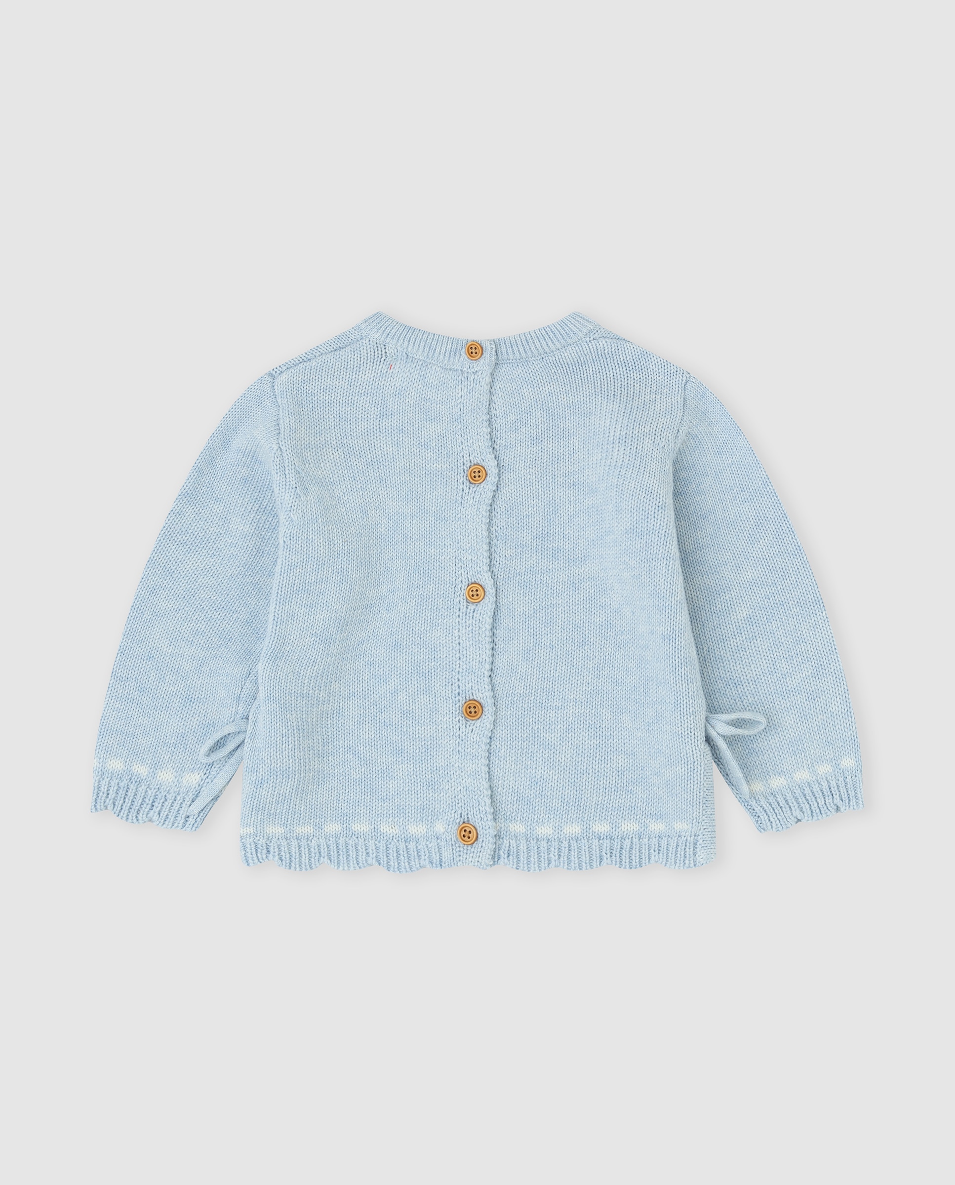 Jersey de niña tricot con cenefa y lazos - Tutto Piccolo - Azul claro Azul claro-2