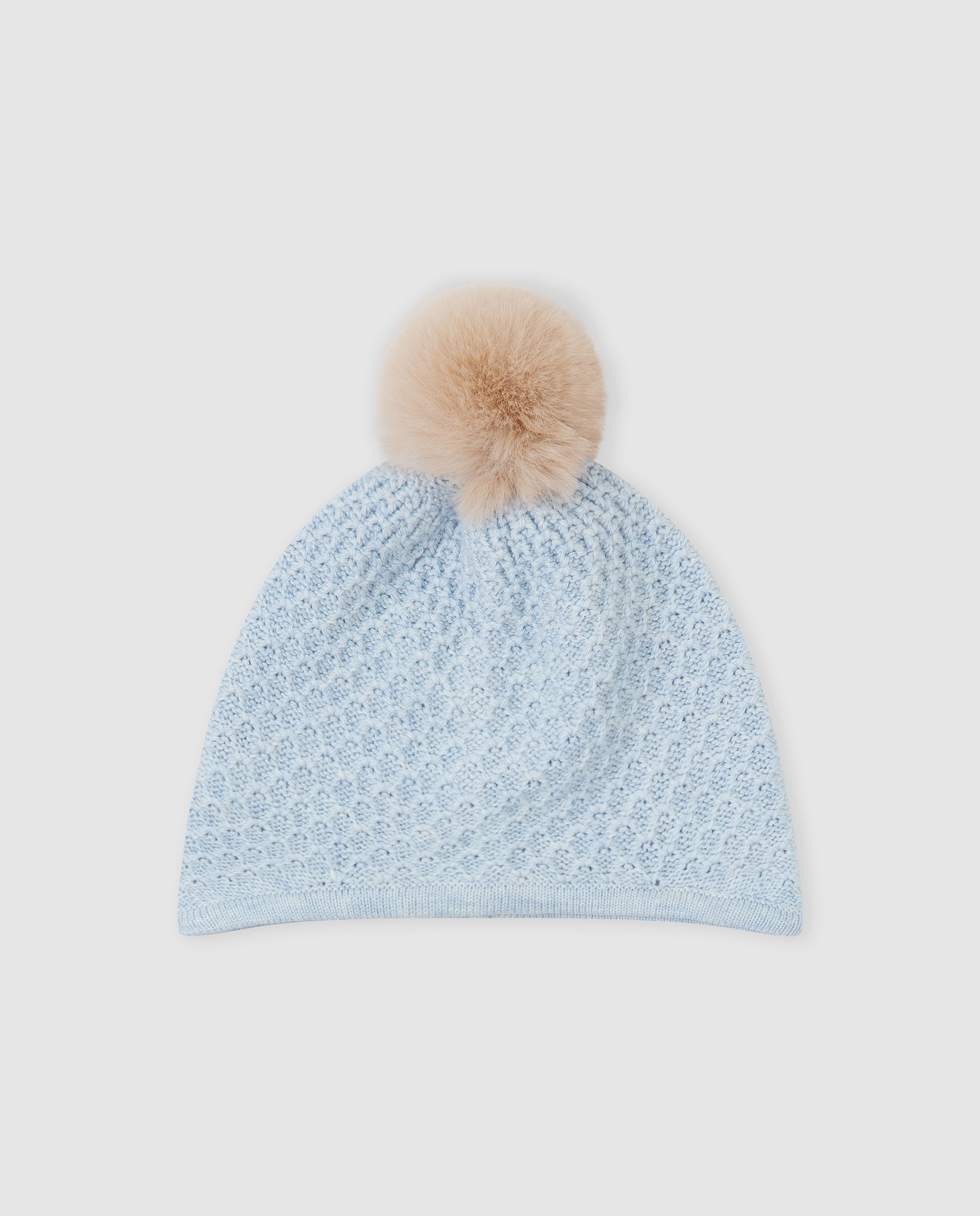 Imagen 0 de Gorro de bebé niño tricot con pompón Azul