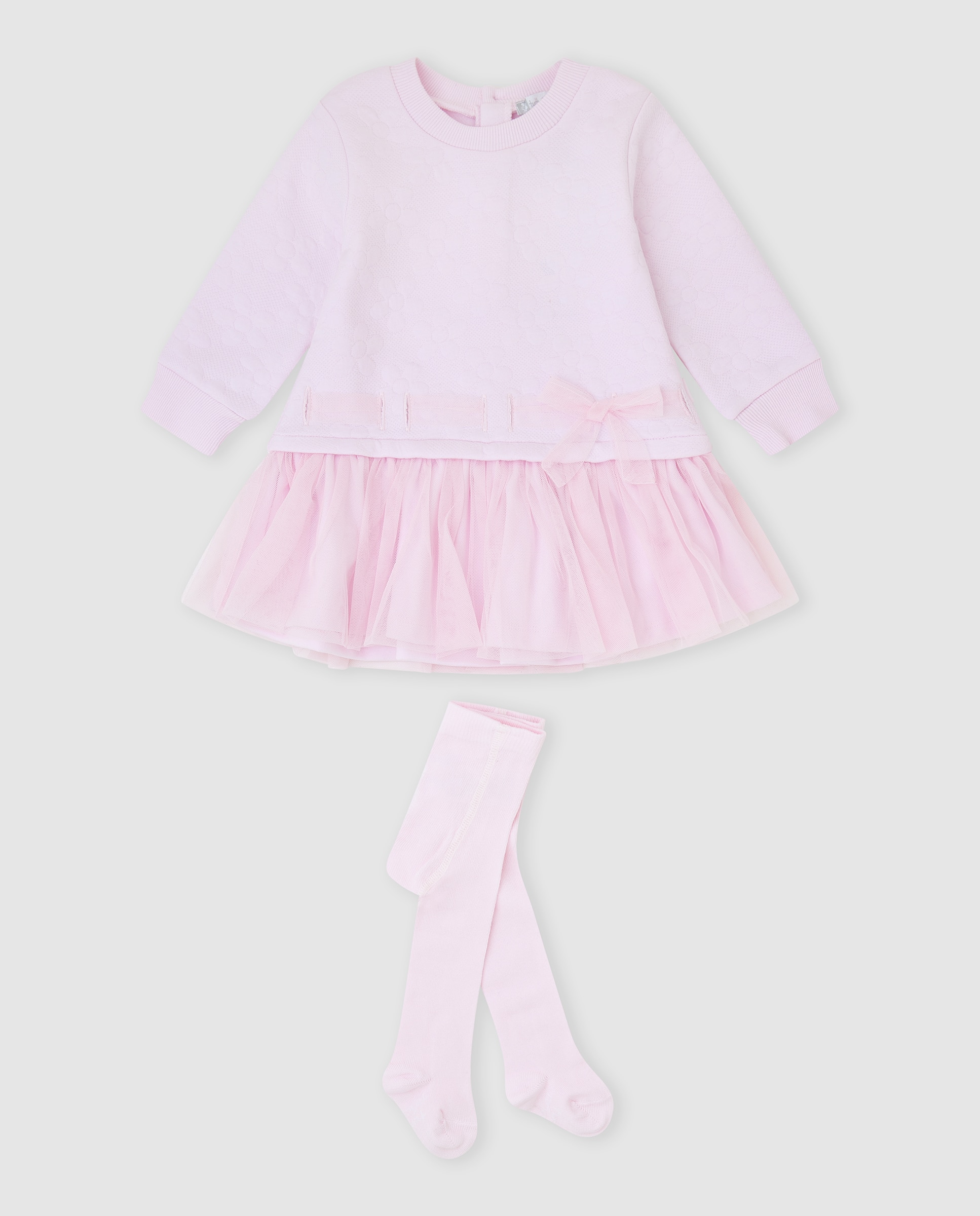 Vestido de niña acolchado con tul y leotardos - Tutto Piccolo - Rosa Rosa-1