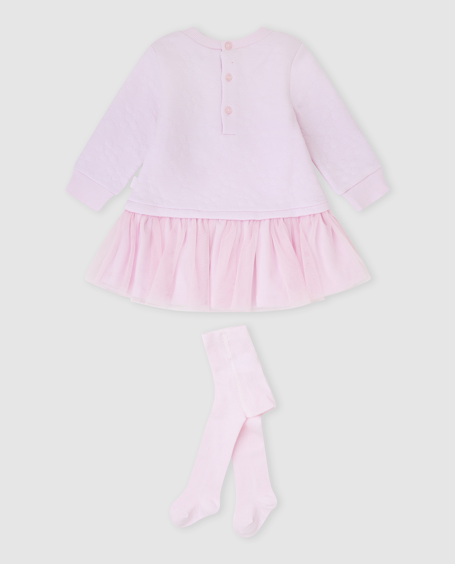 Vestido de niña acolchado con tul y leotardos - Tutto Piccolo - Rosa Rosa-3