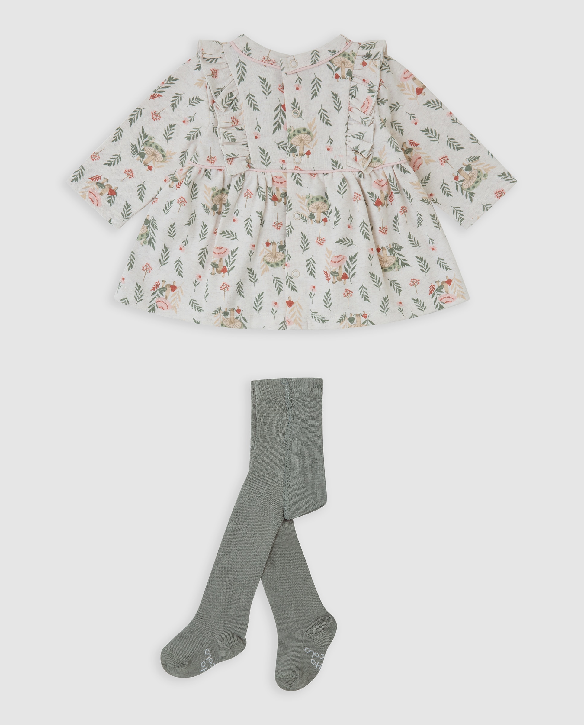 Vestido de bebé niña estampado con leotardos - Tutto Piccolo - Crema Crema-3