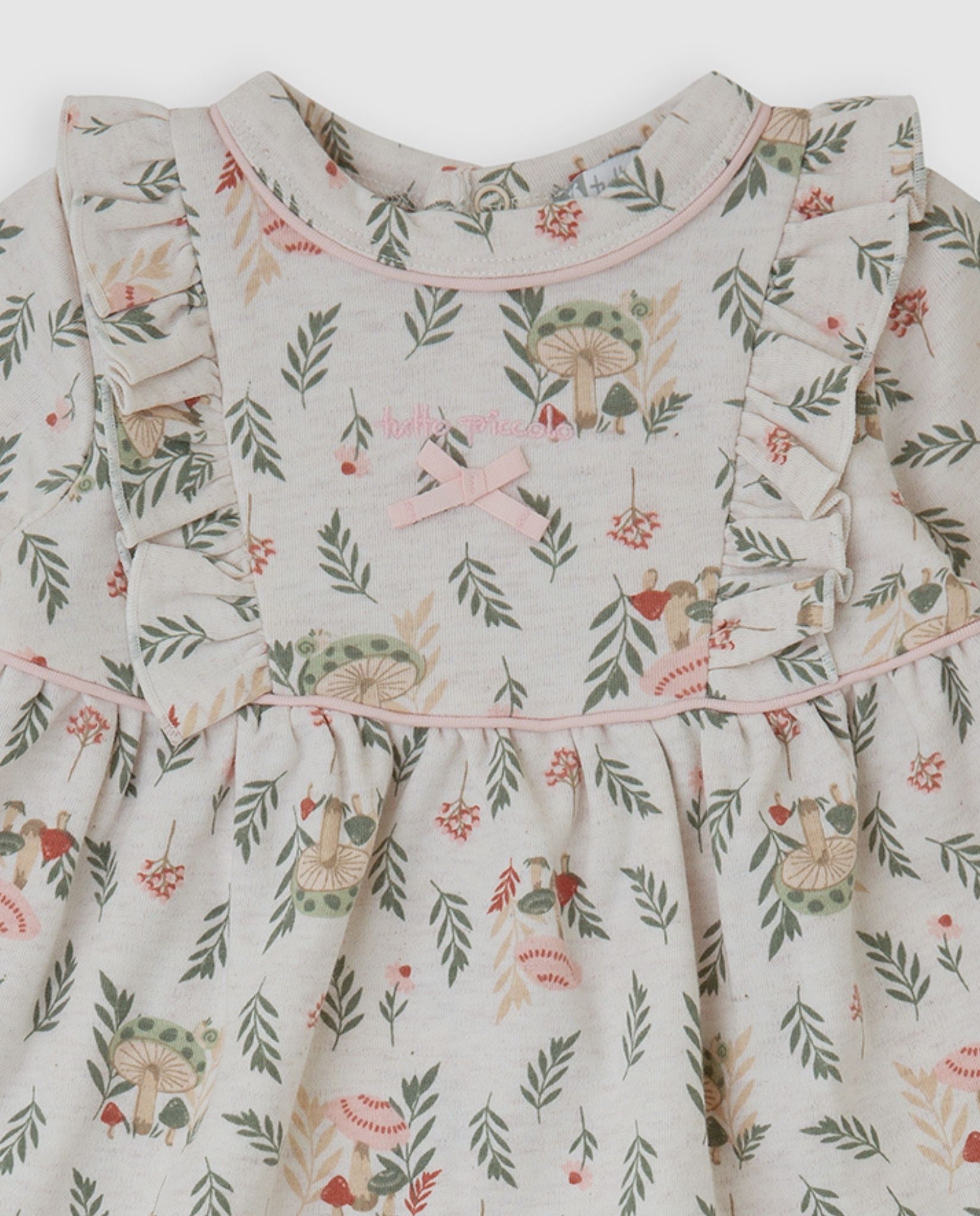 Vestido de bebé niña estampado con leotardos - Tutto Piccolo - Crema Crema-2
