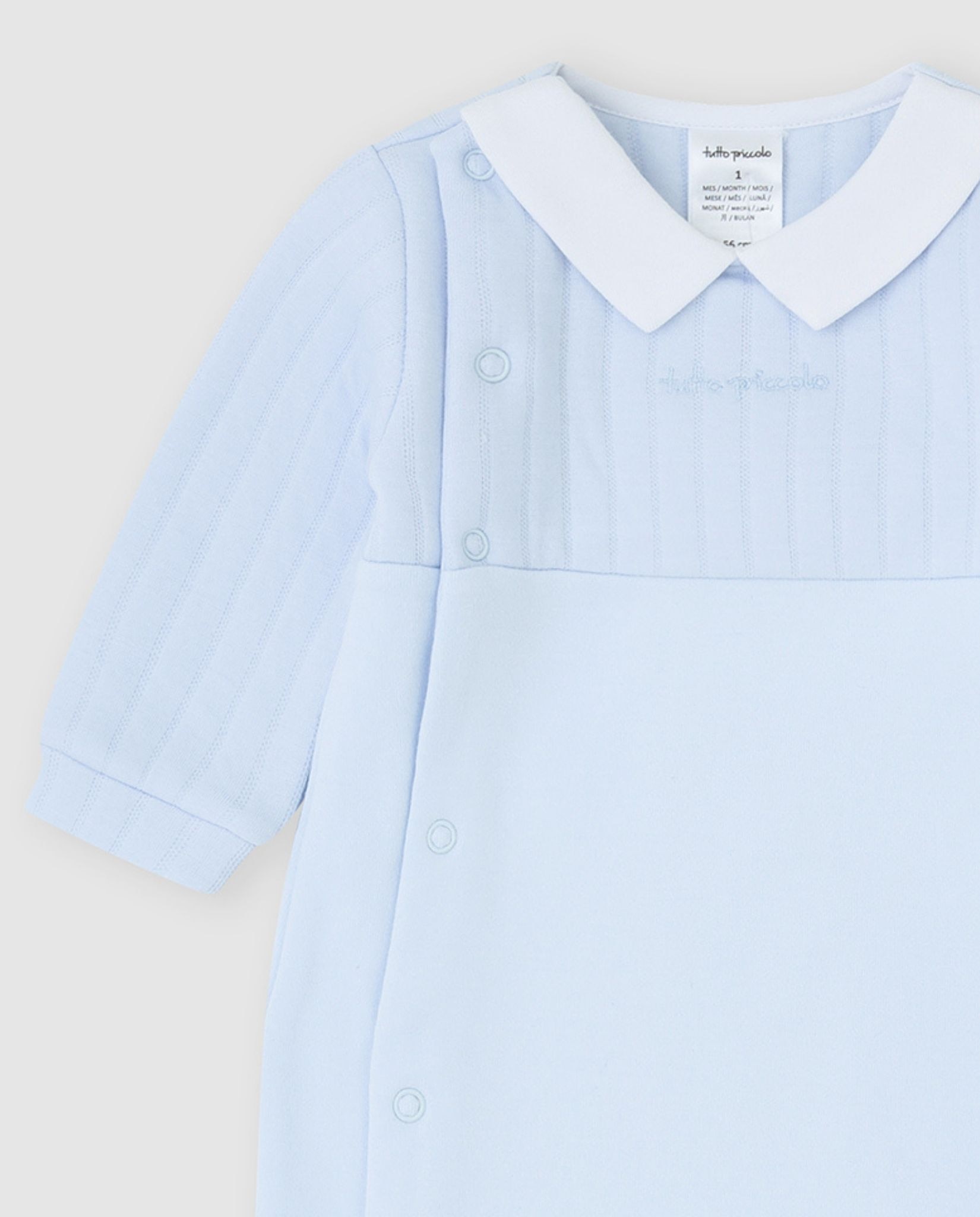 Pelele de bebé niño de canesú acolchado - Tutto Piccolo - Azul claro Azul claro-2