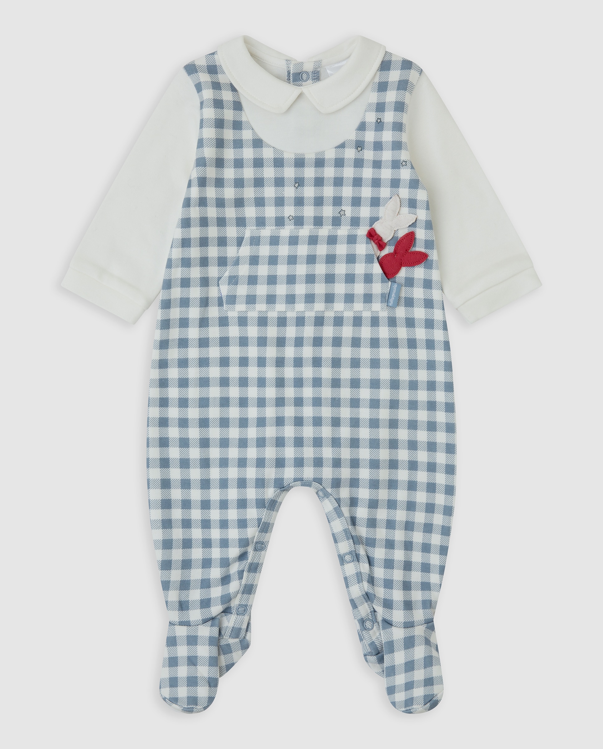 Imagen 0 de Pelele de bebé niño de algodón vichy Azul índigo