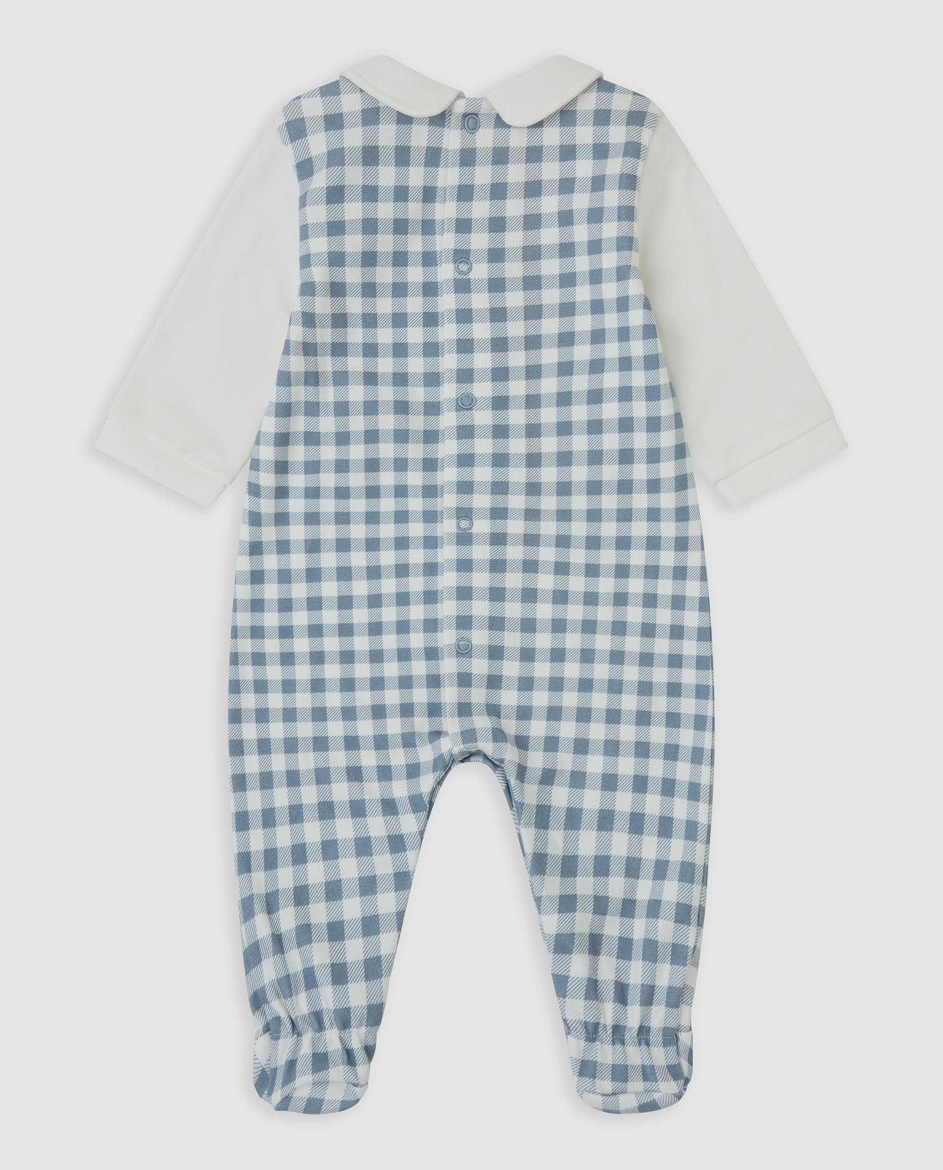 Pelele de bebé niño de algodón vichy - Tutto Piccolo - Azul índigo Azul índigo-3