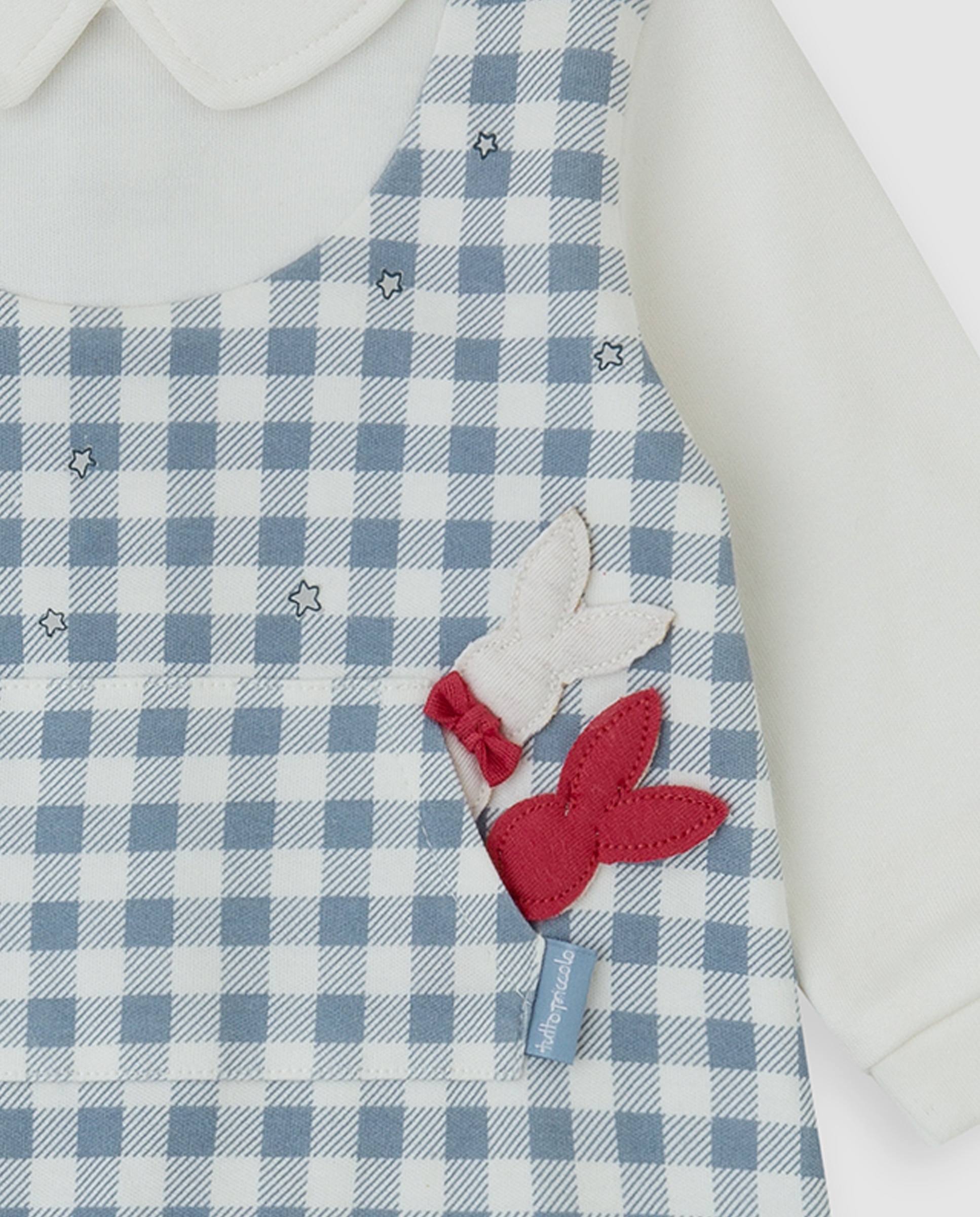 Pelele de bebé niño de algodón vichy - Tutto Piccolo - Azul índigo Azul índigo-2