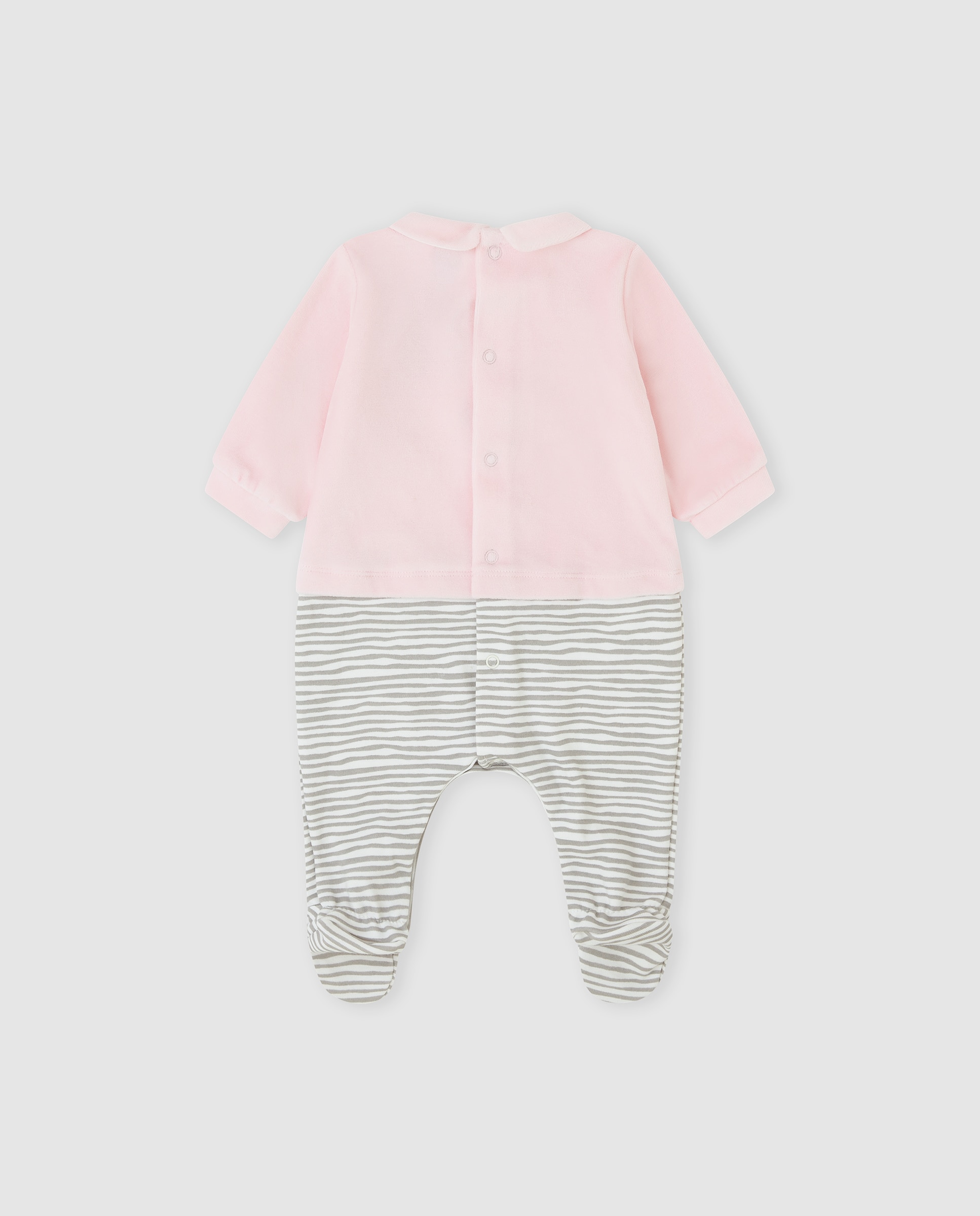 Pelele de bebé tundosado a rayas - Tutto Piccolo - Rosa Rosa-3