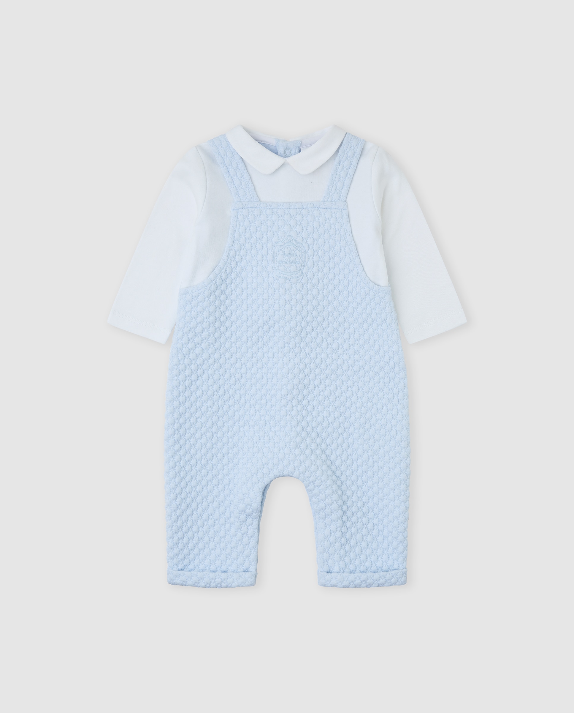 Pelele de bebé niño acolchado con efecto peto - Tutto Piccolo - Azul claro Azul claro-1