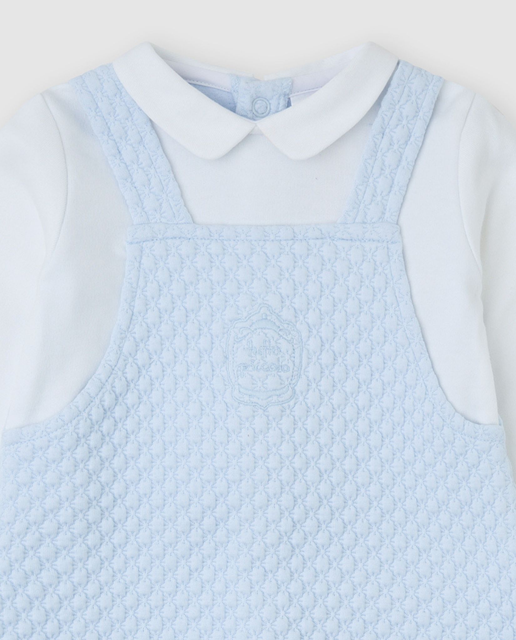 Pelele de bebé niño acolchado con efecto peto - Tutto Piccolo - Azul claro Azul claro-2