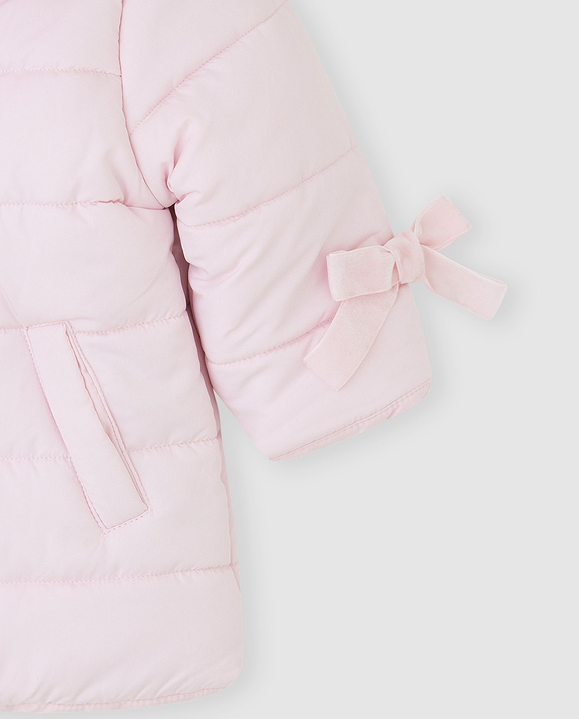 Plumífero de niña acolchado con lazos - Tutto Piccolo - Rosa Rosa-2