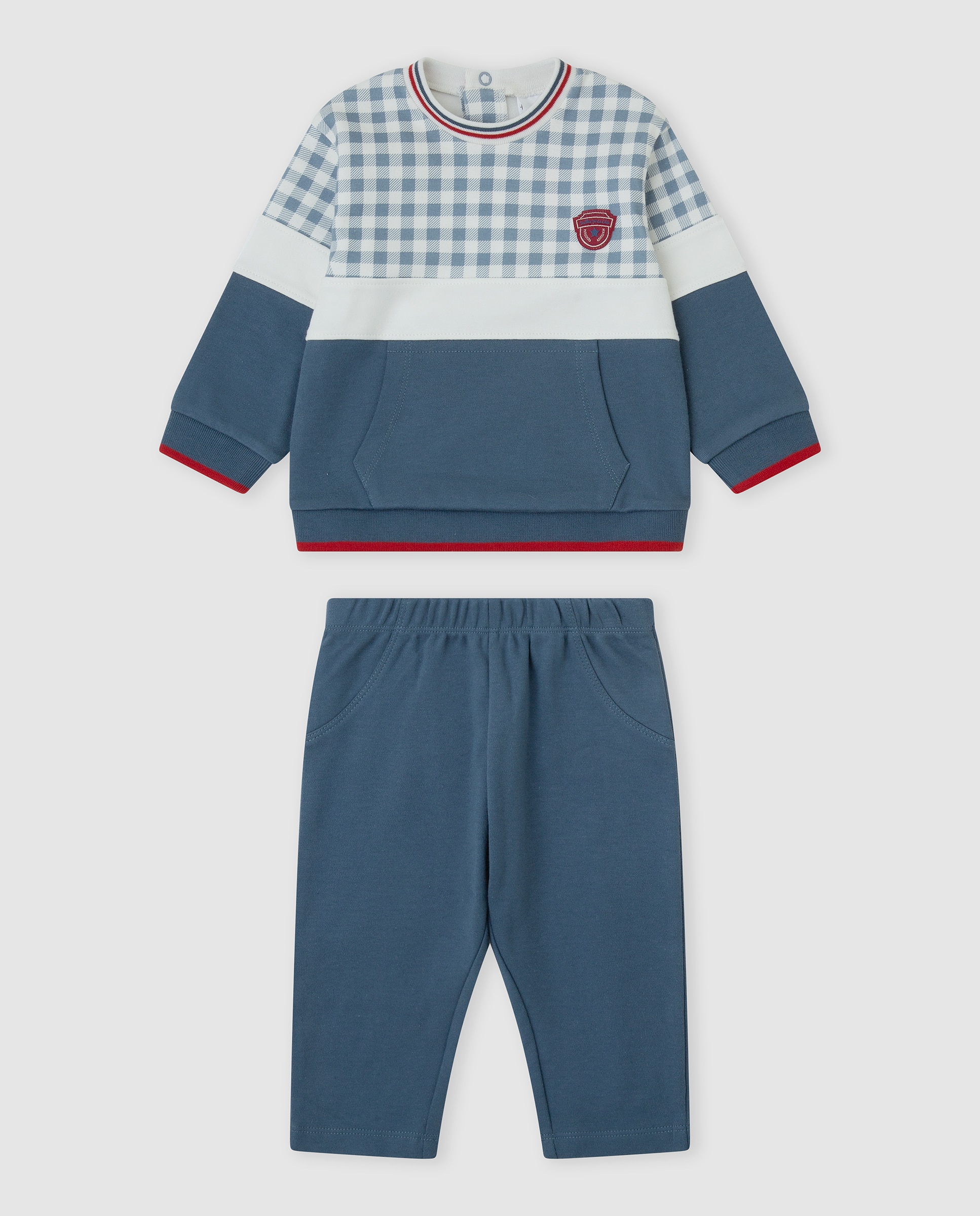 Imagen 0 de Conjunto de niño de algodón vichy Azul índigo
