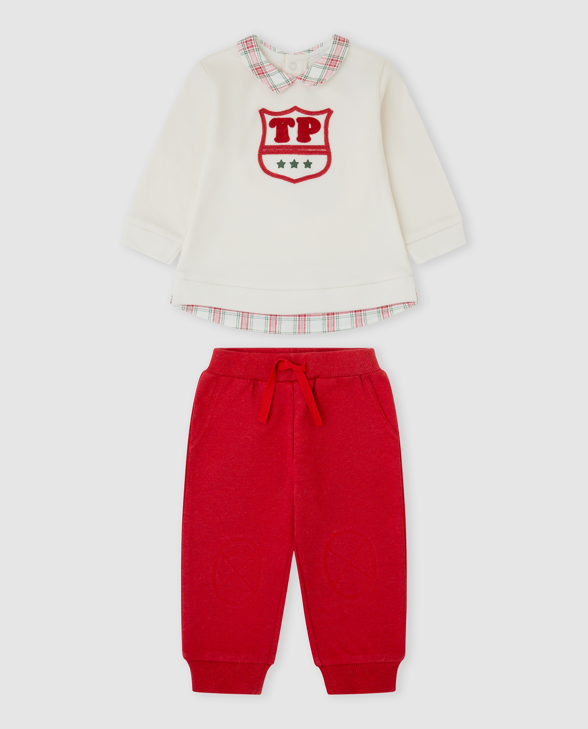 Imagen 0 de Conjunto de niño de algodón con escudo bordado Rojo