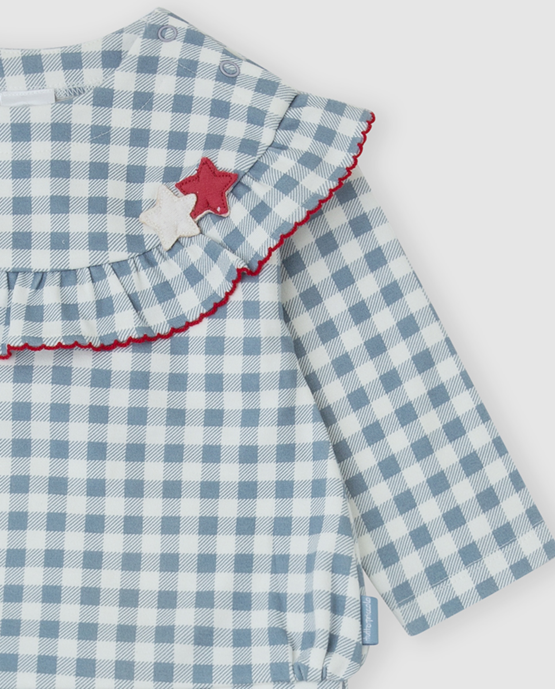 Conjunto de niña de algodón vichy con volante - Tutto Piccolo - Azul índigo Azul índigo-2
