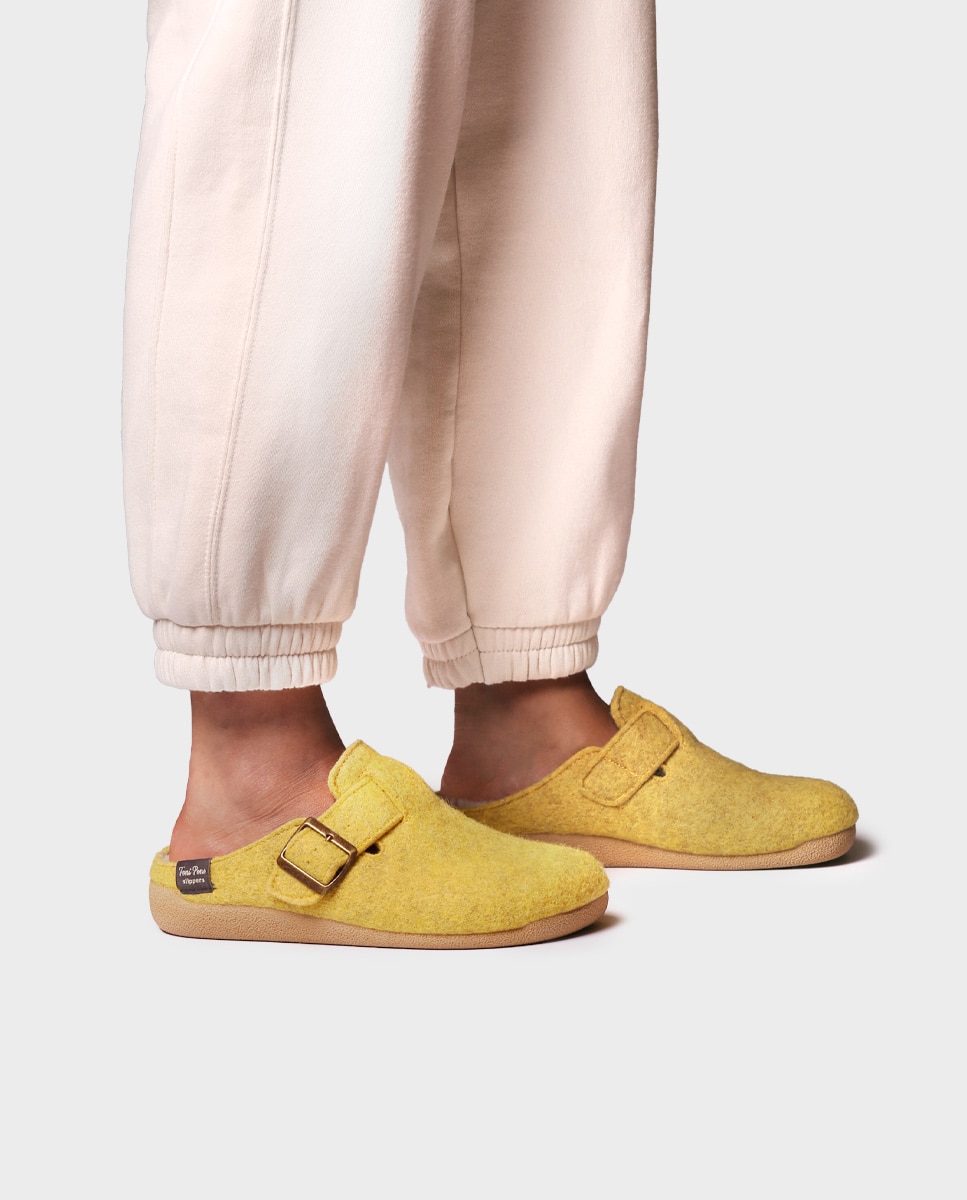 Zapatillas de casa cerradas de mujer de fieltro - Toni Pons - Amarillo Amarillo-2