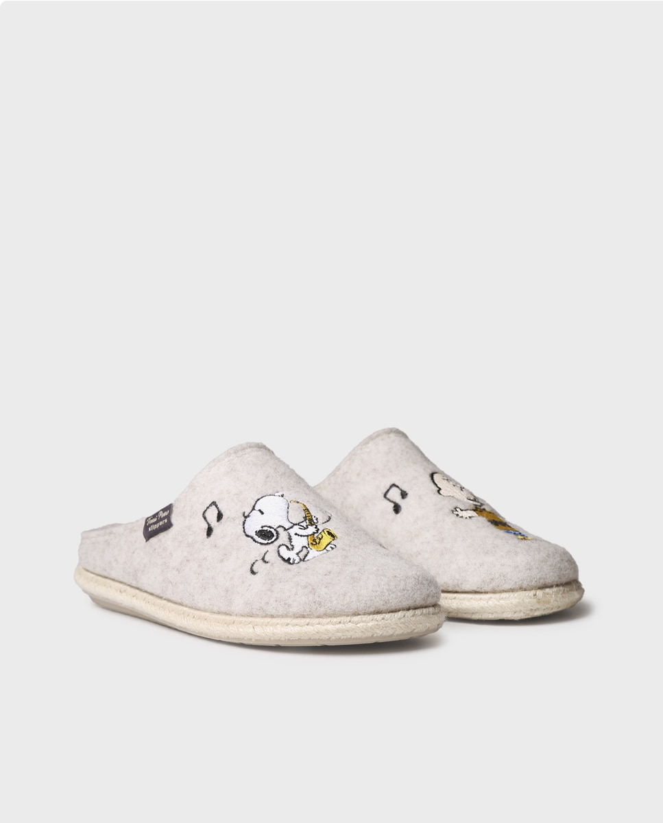 Zapatillas de casa de mujer de fieltro de snoopy - Toni Pons - Blanco roto Blanco roto-4