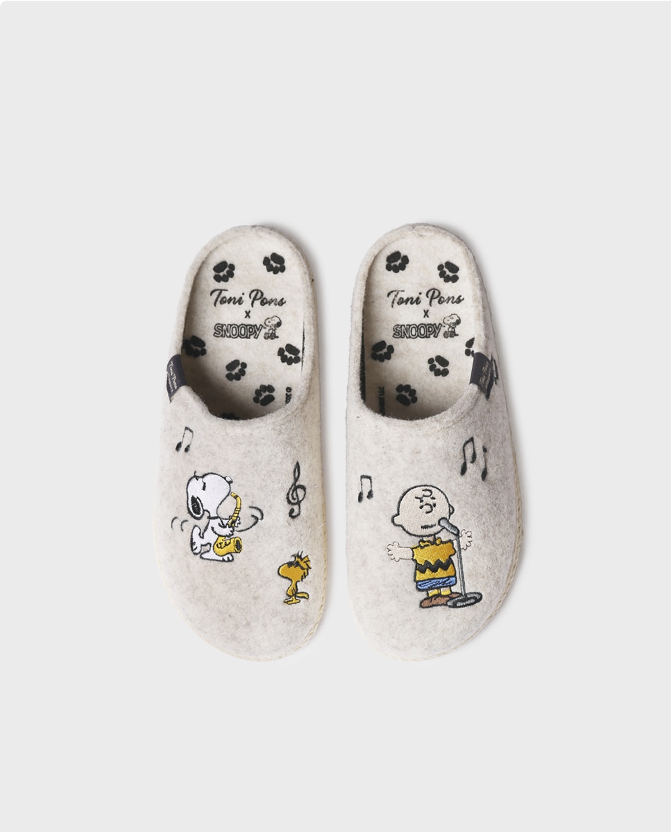 Zapatillas de casa de mujer de fieltro de snoopy - Toni Pons - Blanco roto Blanco roto-3