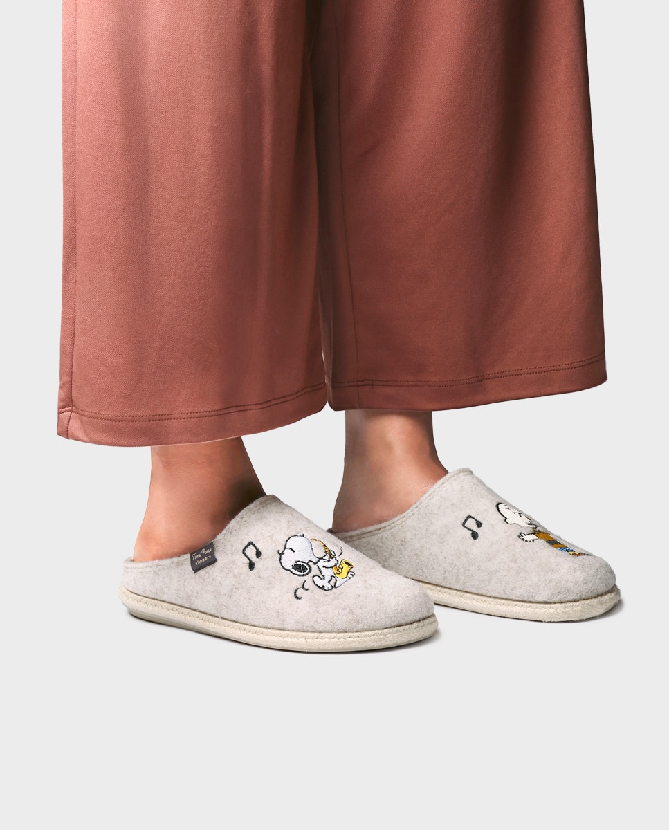 Zapatillas de casa de mujer de fieltro de snoopy - Toni Pons - Blanco roto Blanco roto-2