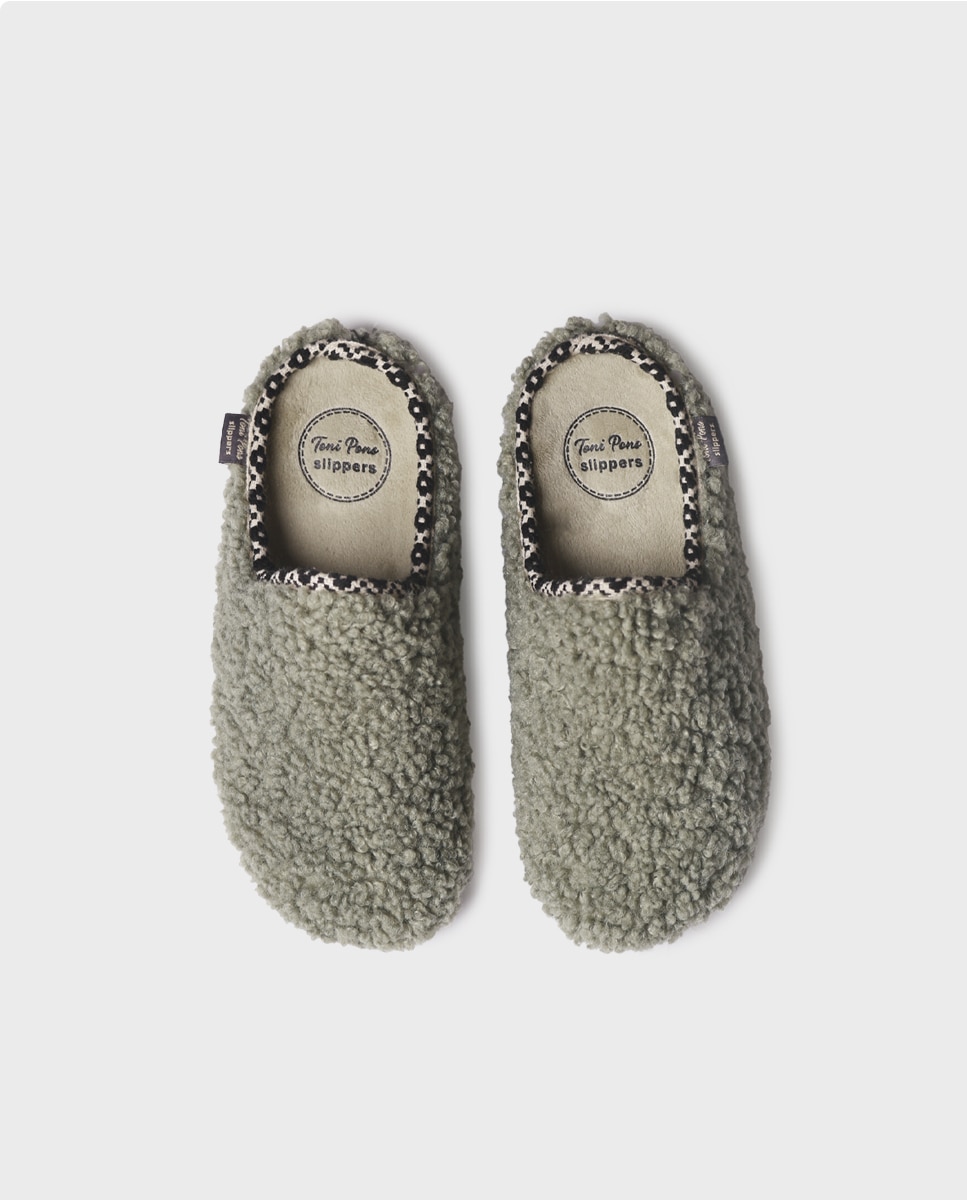 Zapatillas de casa cerradas de mujer de borrego - Toni Pons - Verde menta Verde menta-3