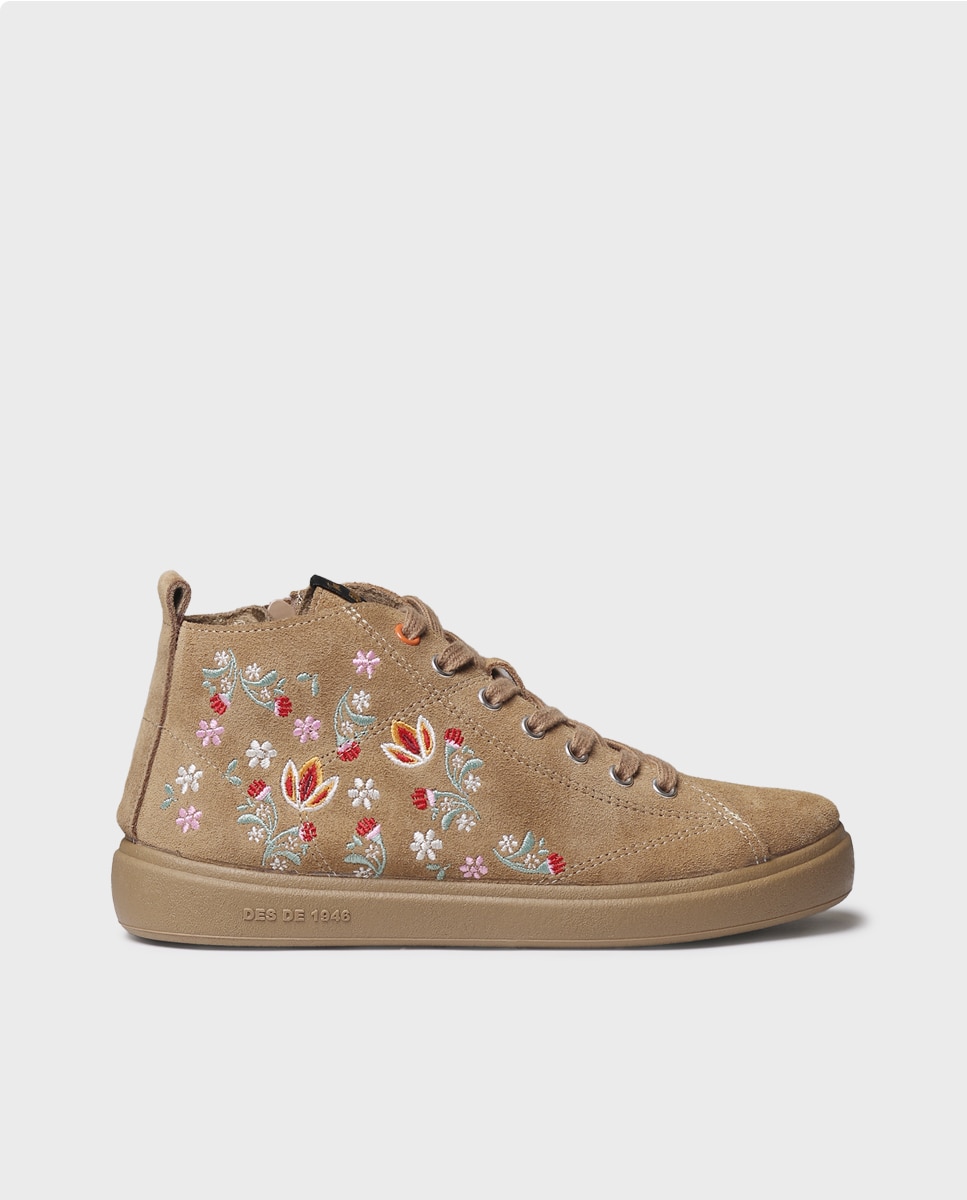 Zapatillas de mujer de serraje con cordones - Toni Pons - Marrón claro Marrón claro-1