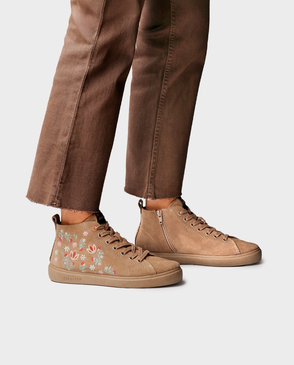 Zapatillas de mujer de serraje con cordones - Toni Pons - Marrón claro Marrón claro-2