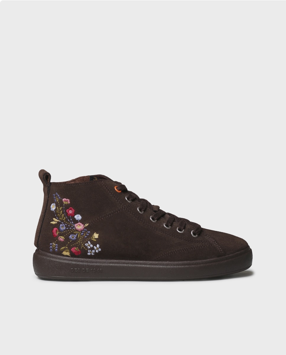 Zapatillas de mujer de serraje con cordones - Toni Pons - Marrón oscuro Marrón oscuro-1