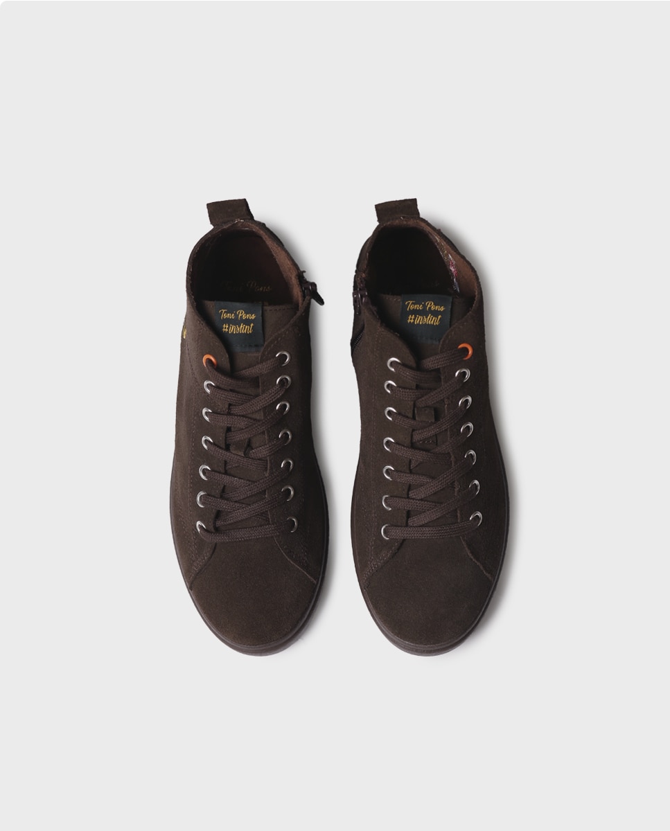 Zapatillas de mujer de serraje con cordones - Toni Pons - Marrón oscuro Marrón oscuro-3