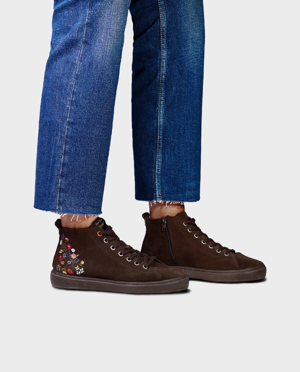 Zapatillas de mujer de serraje con cordones - Toni Pons - Marrón oscuro Marrón oscuro-2