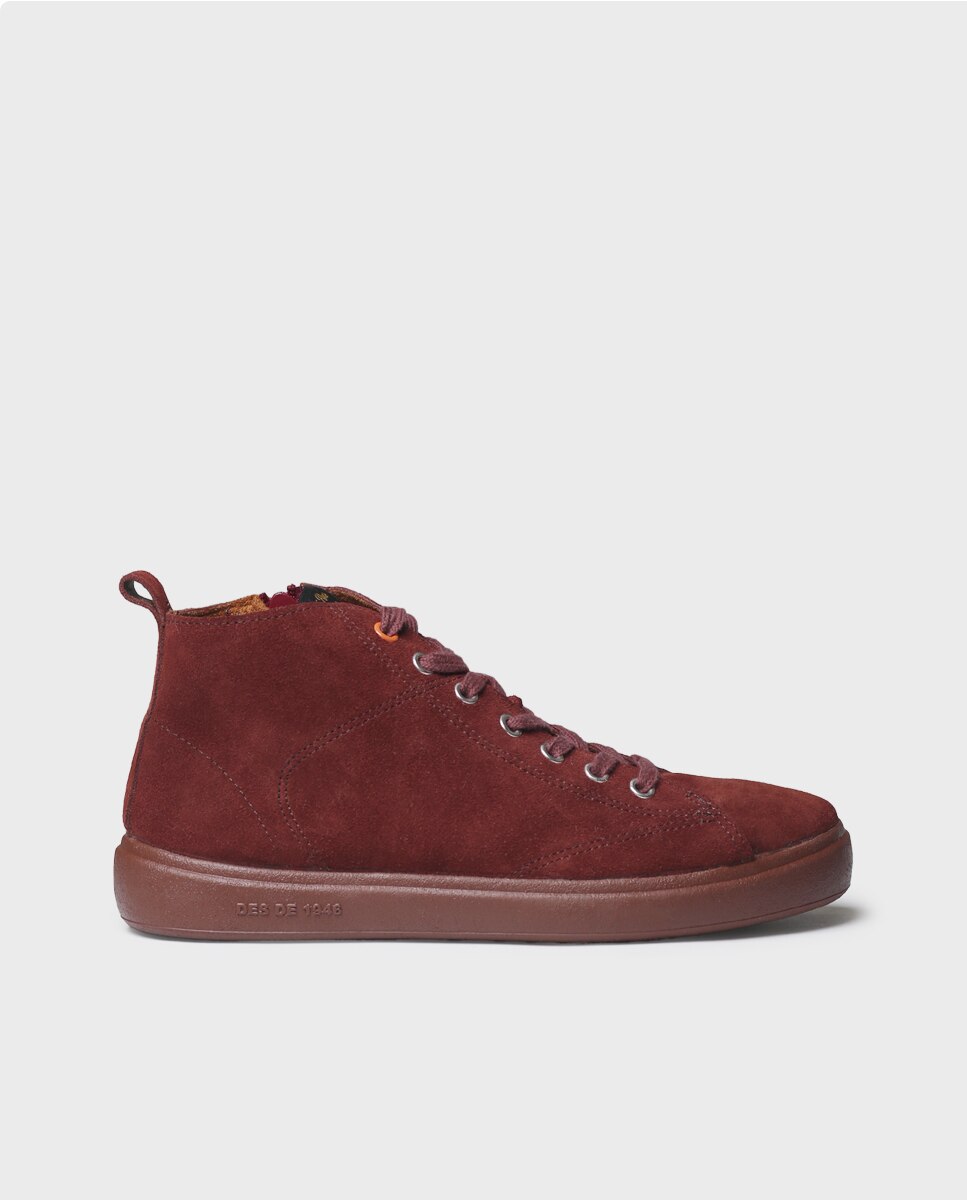 Botines de mujer de serraje con cordones - Toni Pons - Granate Granate-1