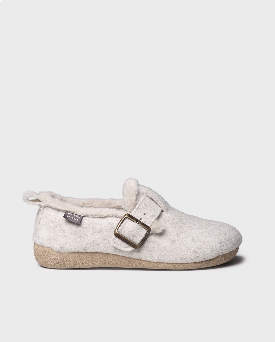 Zapatillas de casa cerradas de mujer con hebilla - Toni Pons - Crudo Crudo-1