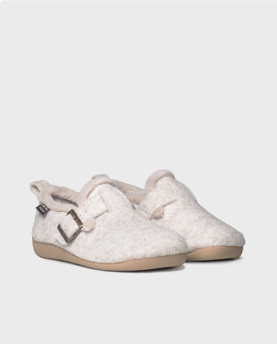 Zapatillas de casa cerradas de mujer con hebilla - Toni Pons - Crudo Crudo-4