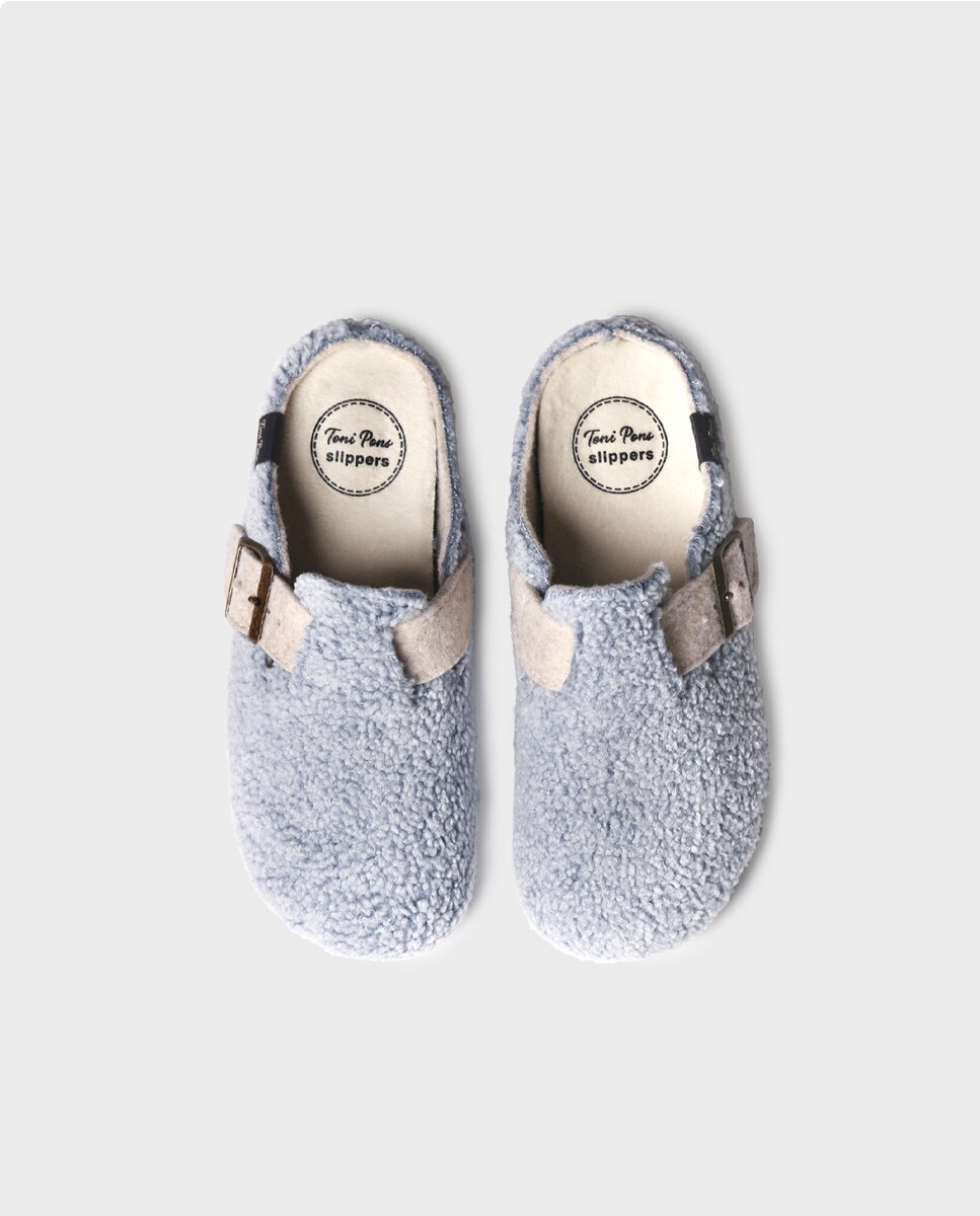 Zapatillas de casa de mujer tipo zueco con hebilla - Toni Pons - Azul Azul-3