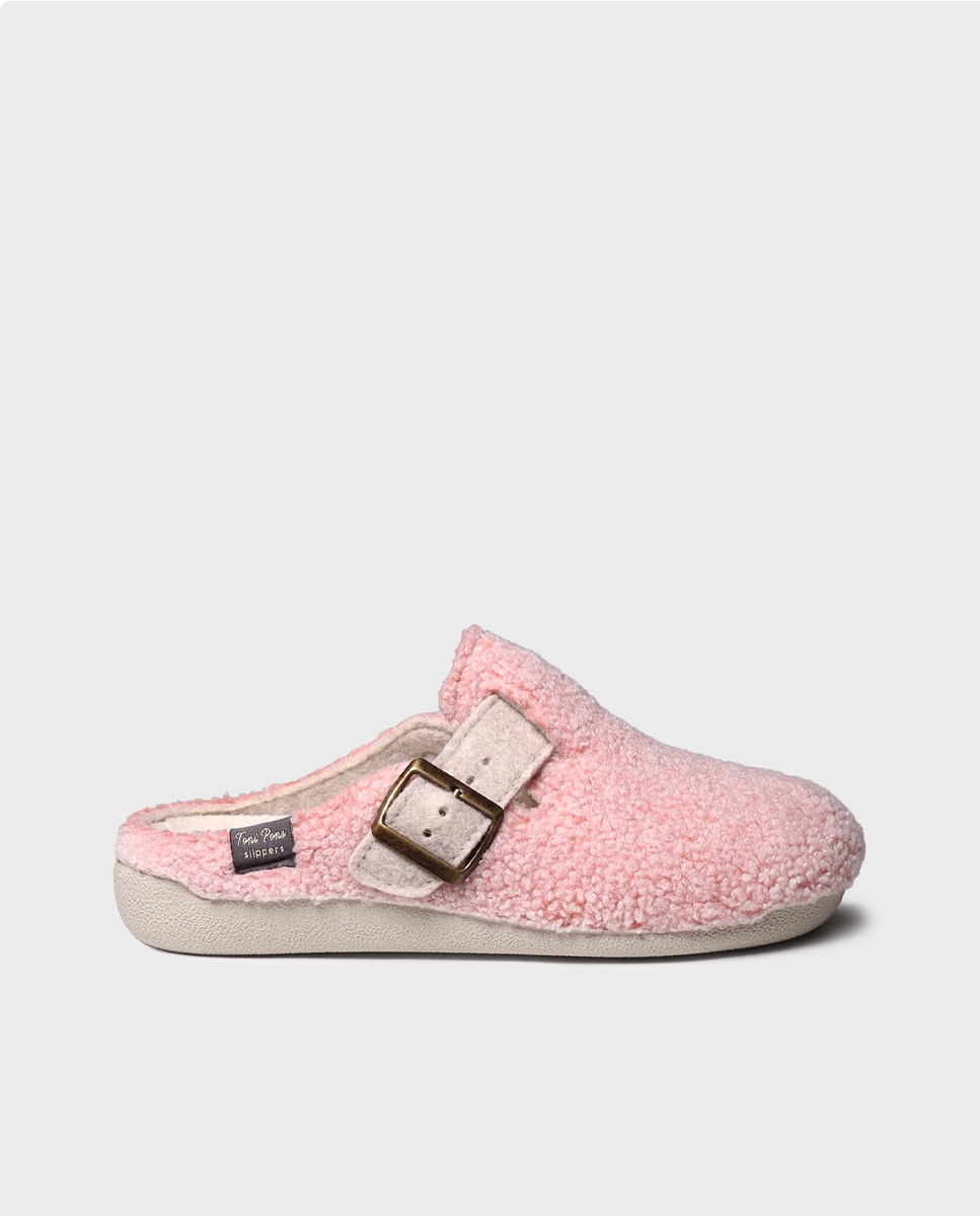 Zapatillas de casa de mujer tipo zueco con hebilla - Toni Pons - Rosa Rosa-1