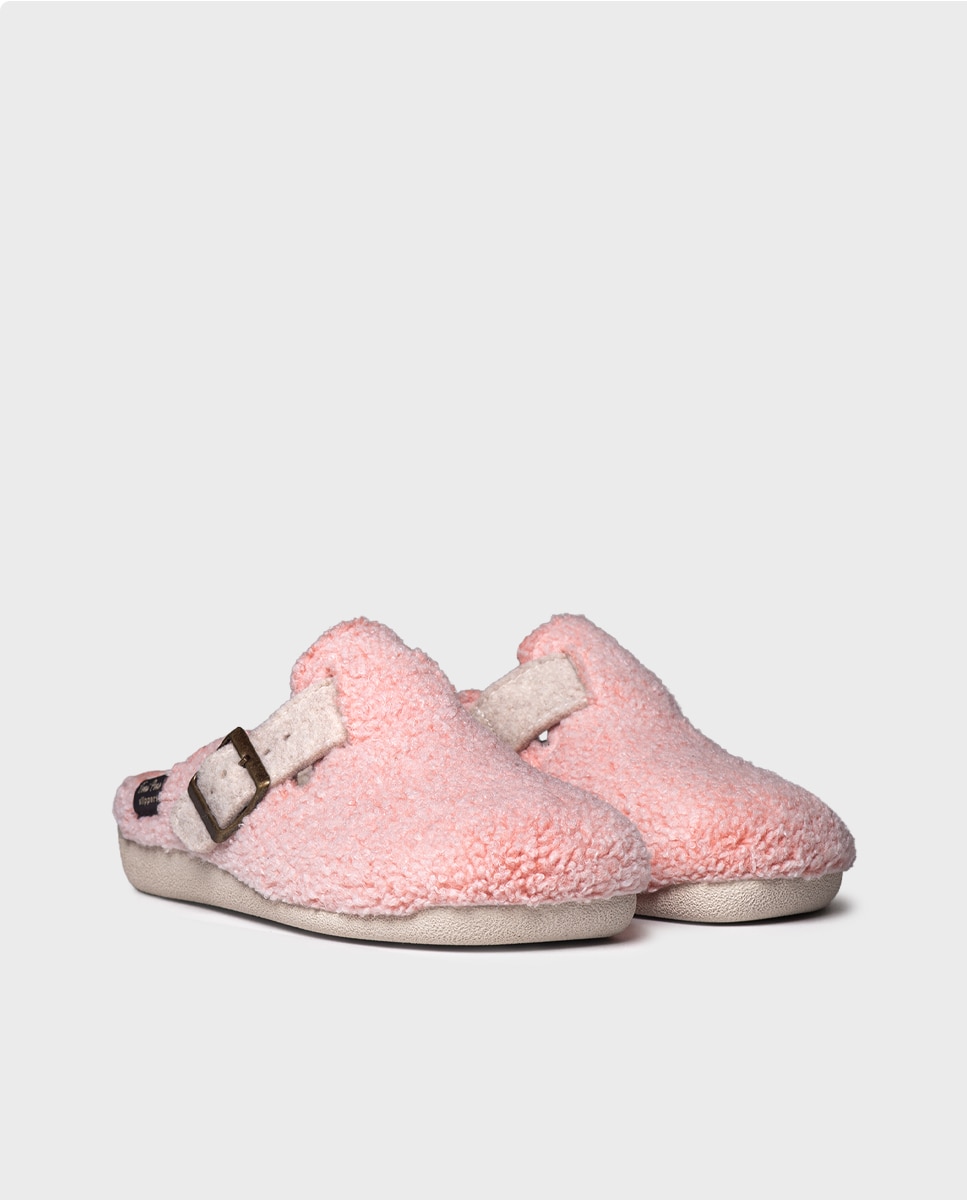 Zapatillas de casa de mujer tipo zueco con hebilla - Toni Pons - Rosa Rosa-4