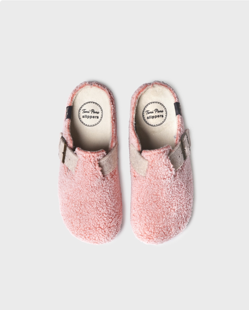 Zapatillas de casa de mujer tipo zueco con hebilla - Toni Pons - Rosa Rosa-3