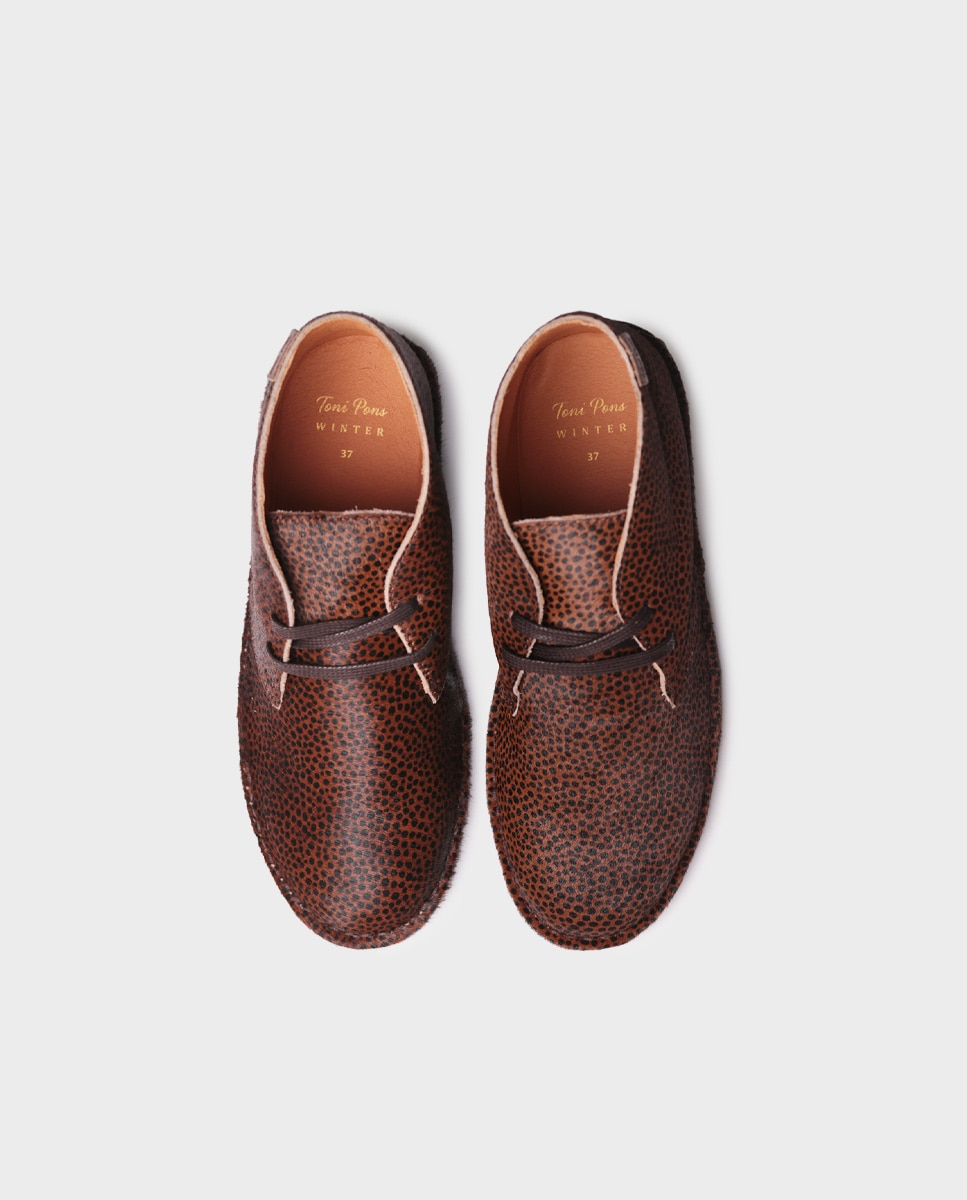 Botines planos de mujerde piel con cordones - Toni Pons - Marrón claro Marrón claro-3