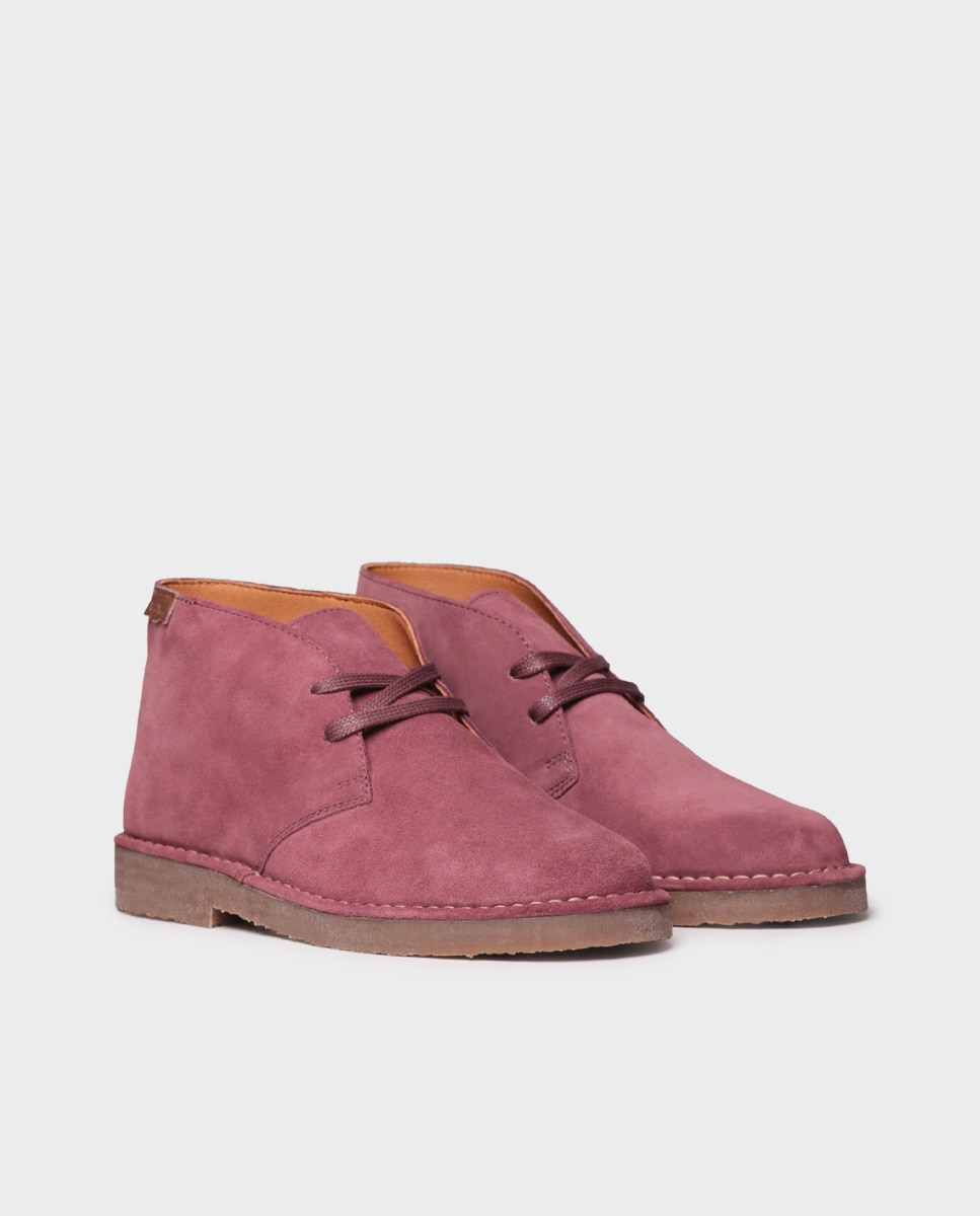 Botines planos de mujerde piel con cordones - Toni Pons - Granate Granate-4