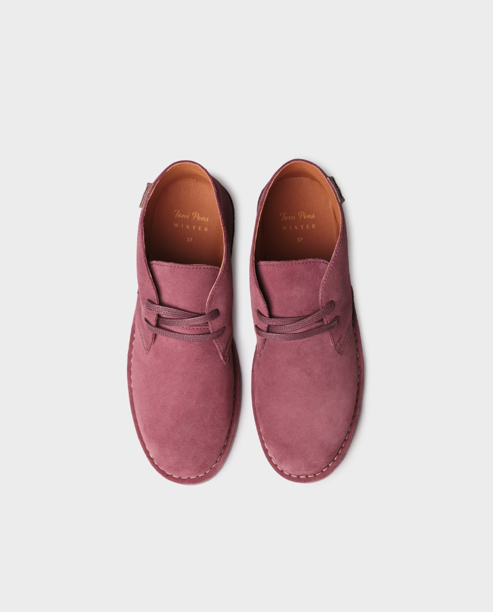 Botines planos de mujerde piel con cordones - Toni Pons - Granate Granate-3