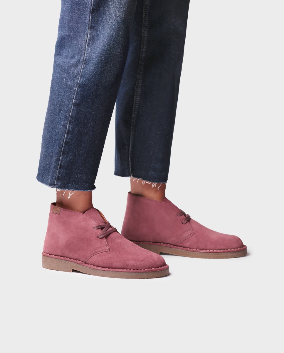 Botines planos de mujerde piel con cordones - Toni Pons - Granate Granate-2