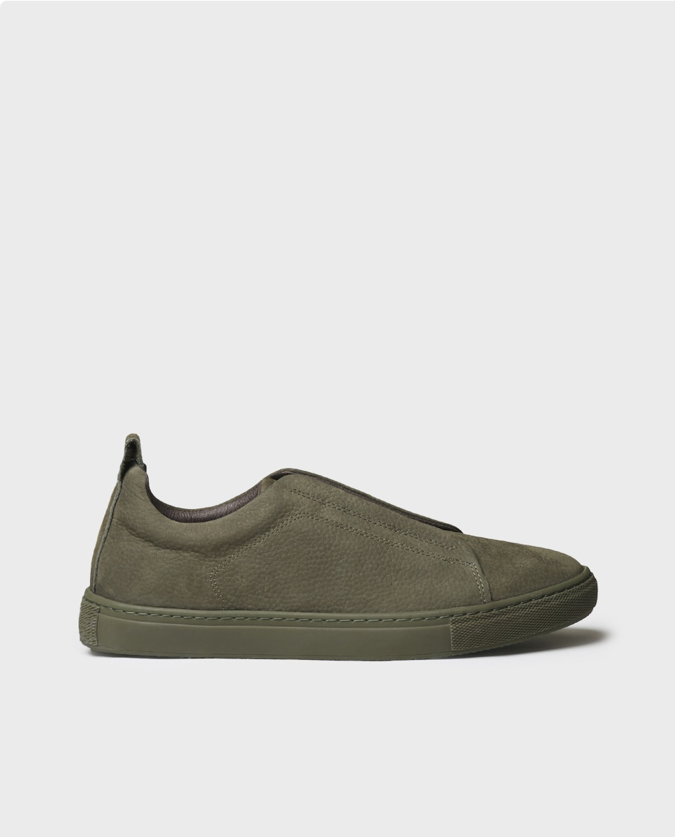 Imagen 0 de Zapatillas de hombre de piel con elásticos Kaki