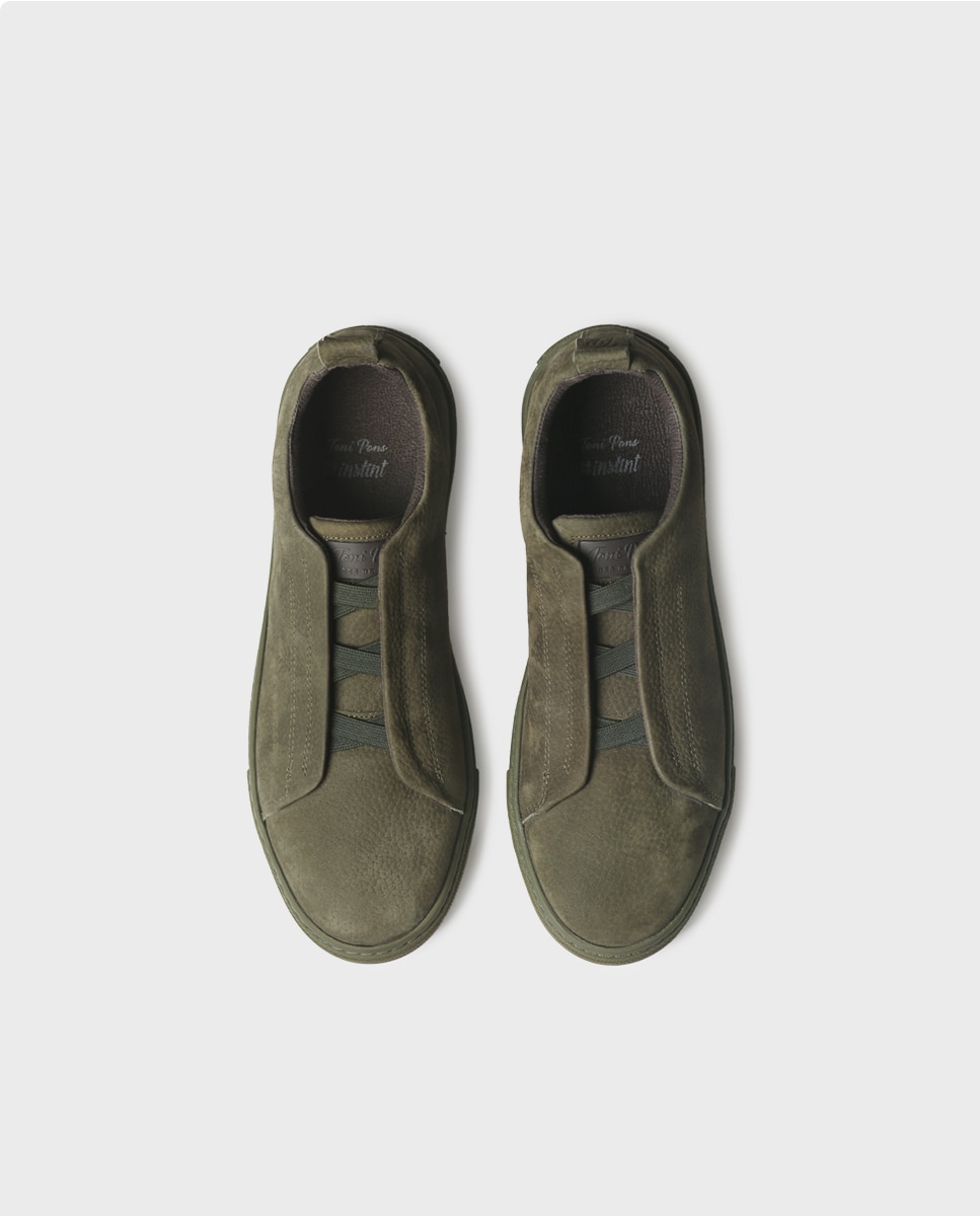 Zapatillas de hombre de piel con elásticos - Toni Pons - Kaki Kaki-3