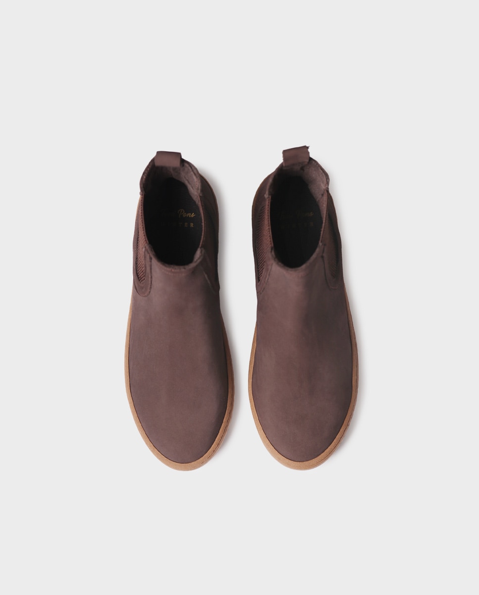 Botines de mujer de piel con elásticos - Marrón oscuro Marrón oscuro-3