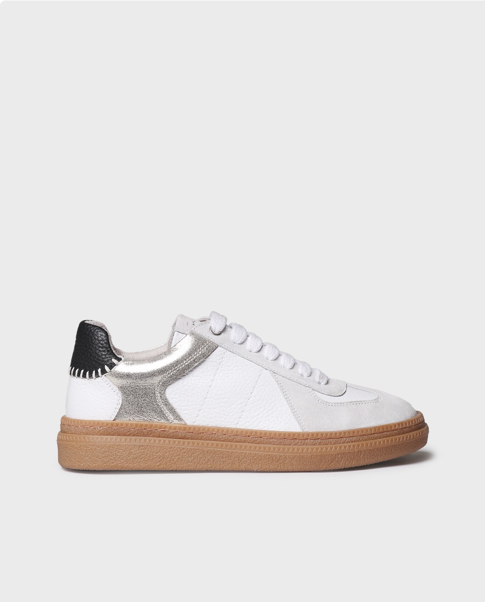 Zapatillas de mujer de piel con cordones - Toni Pons - Blanco Blanco-1