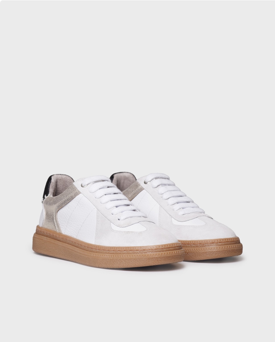Zapatillas de mujer de piel con cordones - Toni Pons - Blanco Blanco-4