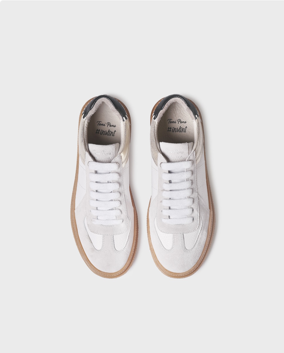 Zapatillas de mujer de piel con cordones - Toni Pons - Blanco Blanco-3