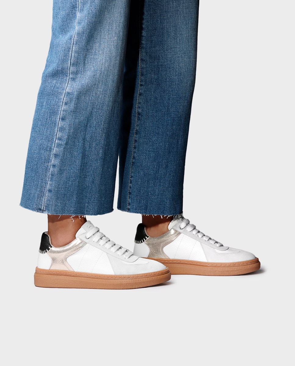 Zapatillas de mujer de piel con cordones - Toni Pons - Blanco Blanco-2